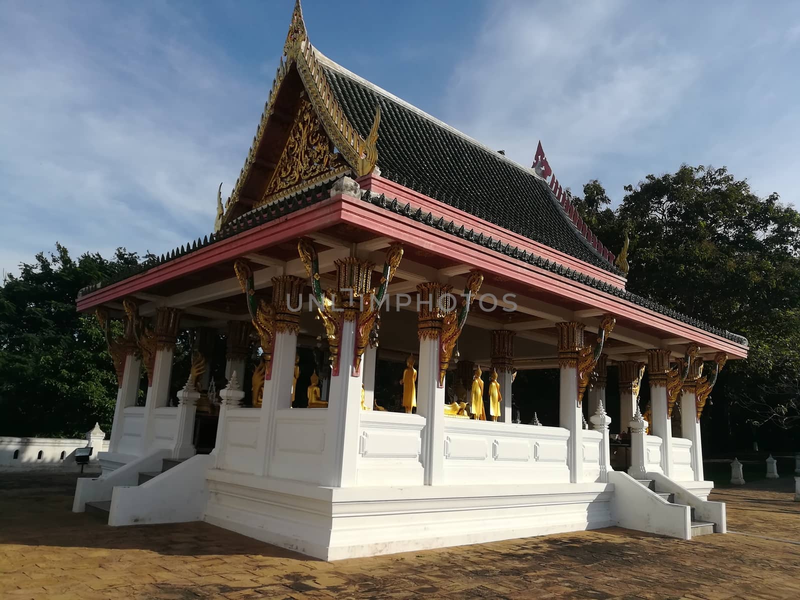 Worship Buddhist pavilion statue at Temple in Thailand  And historical attractions.