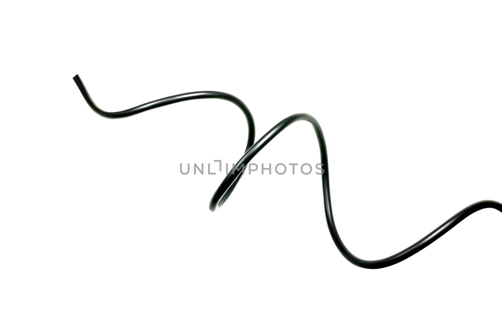 black wire isolated on a white background abstraction.