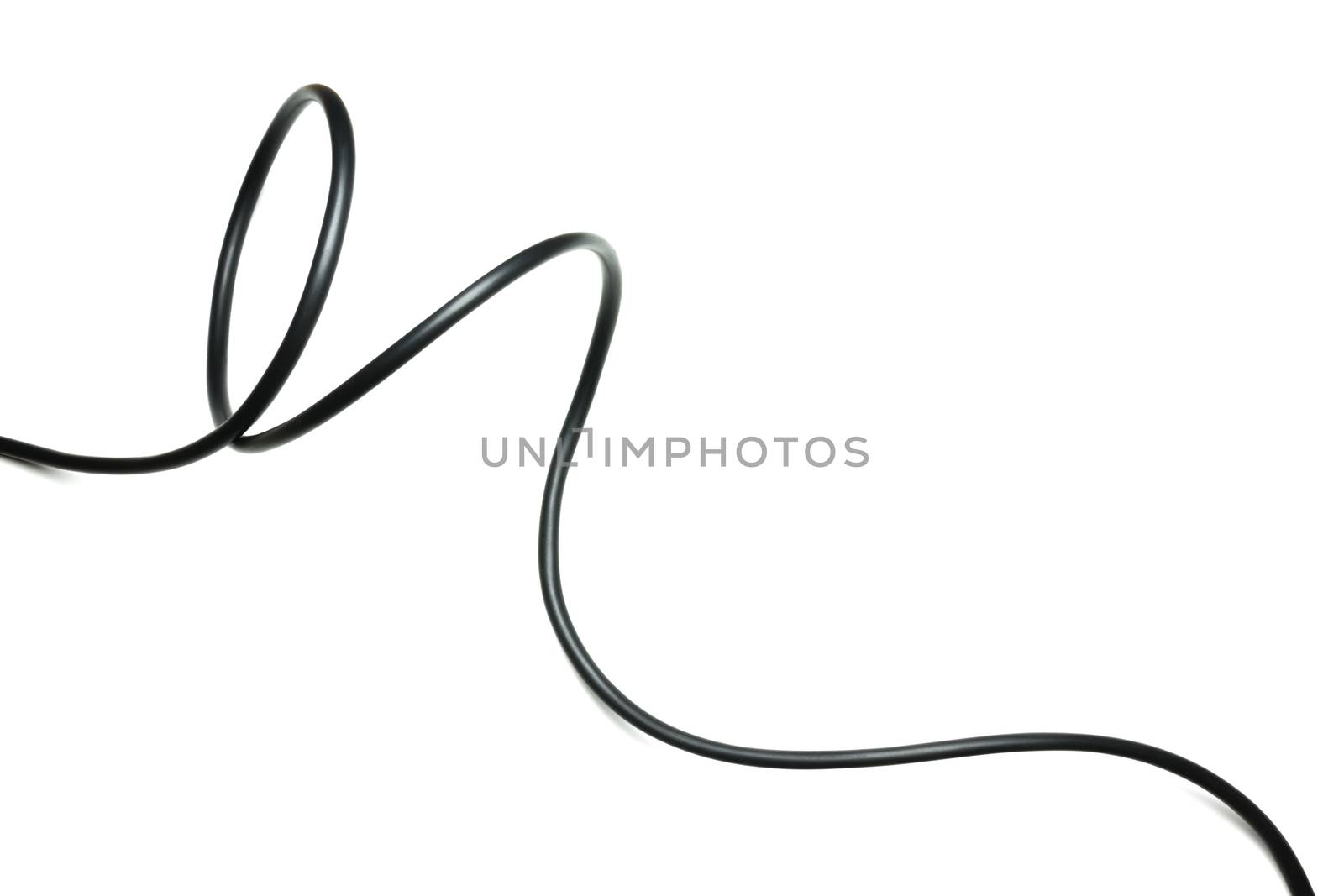 black wire cable isolated on a white background abstraction.