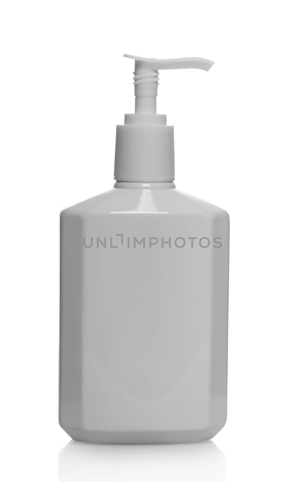 Bottle with cosmetic on white isolated background