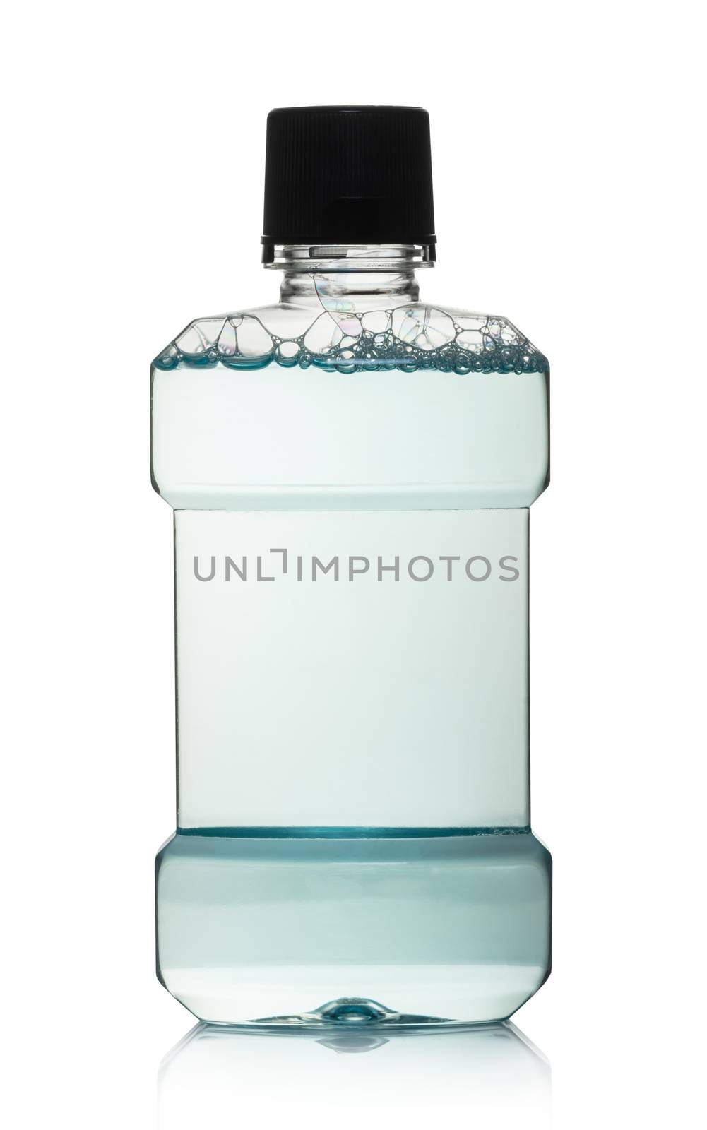 Bottle with cosmetic on white isolated background