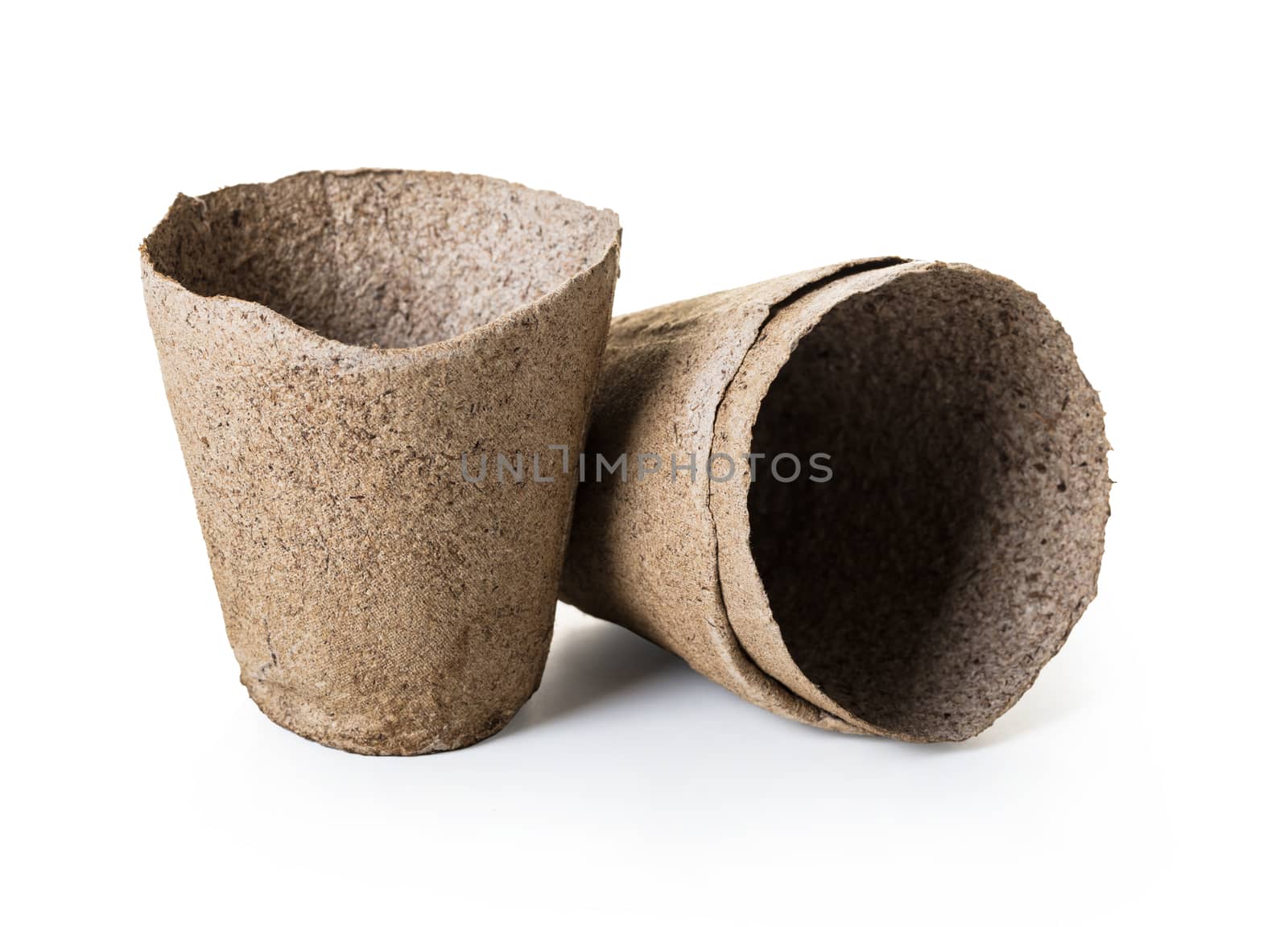 new flower pots on white isolated background