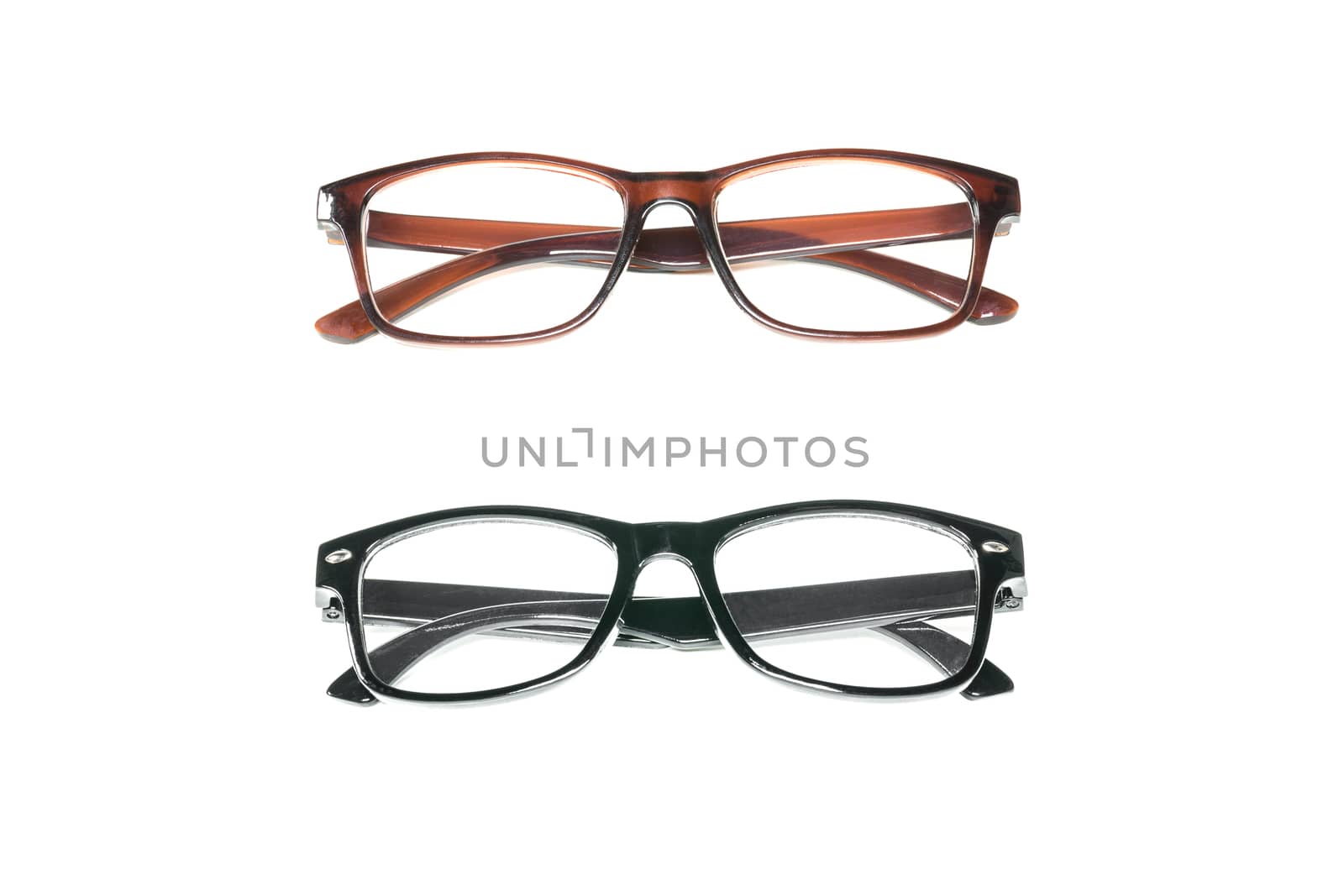 Spectacles isolated on white background. Glasses model. Fashion accessories collection.