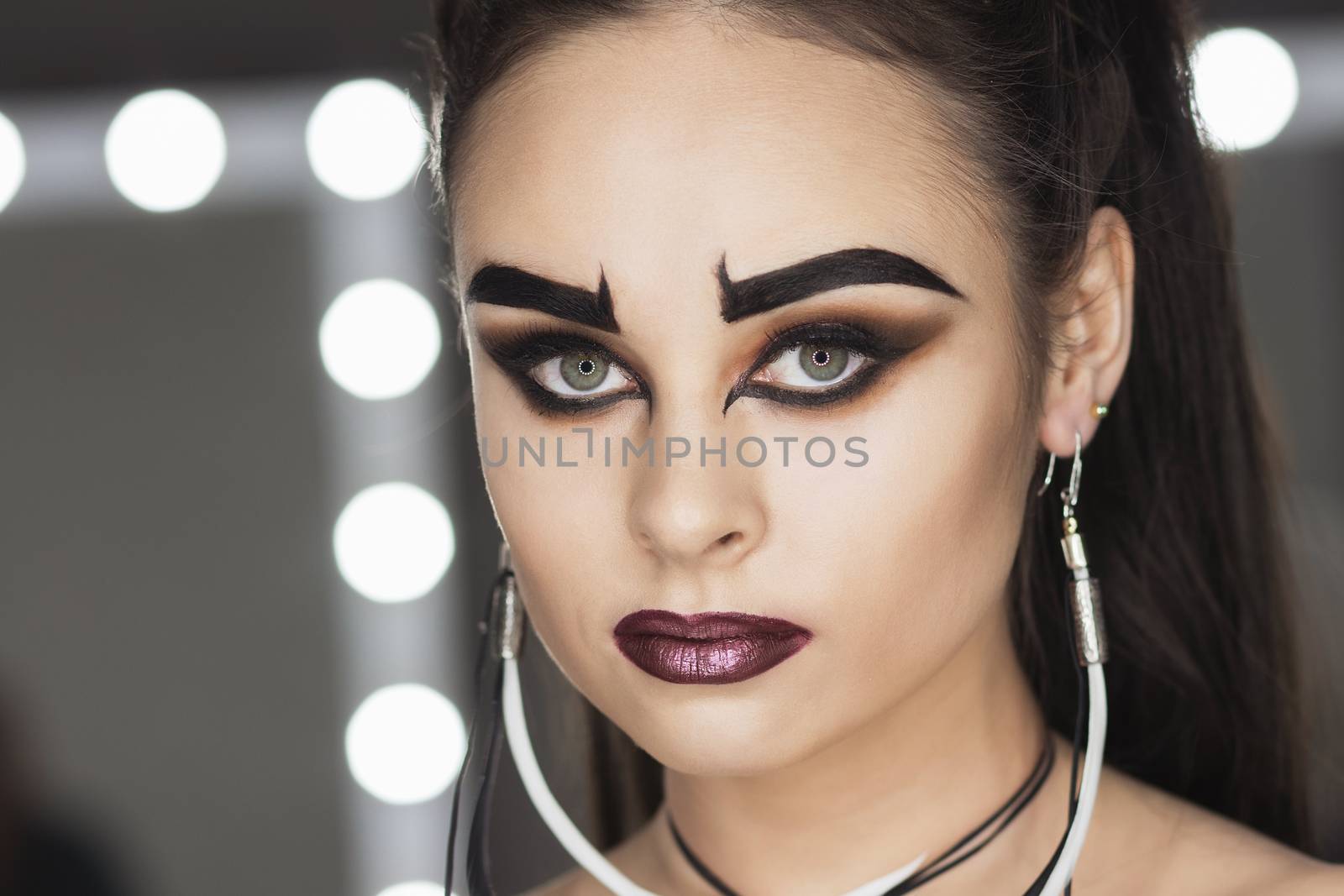 The art of makeup girl with black eyebrows by 3KStudio