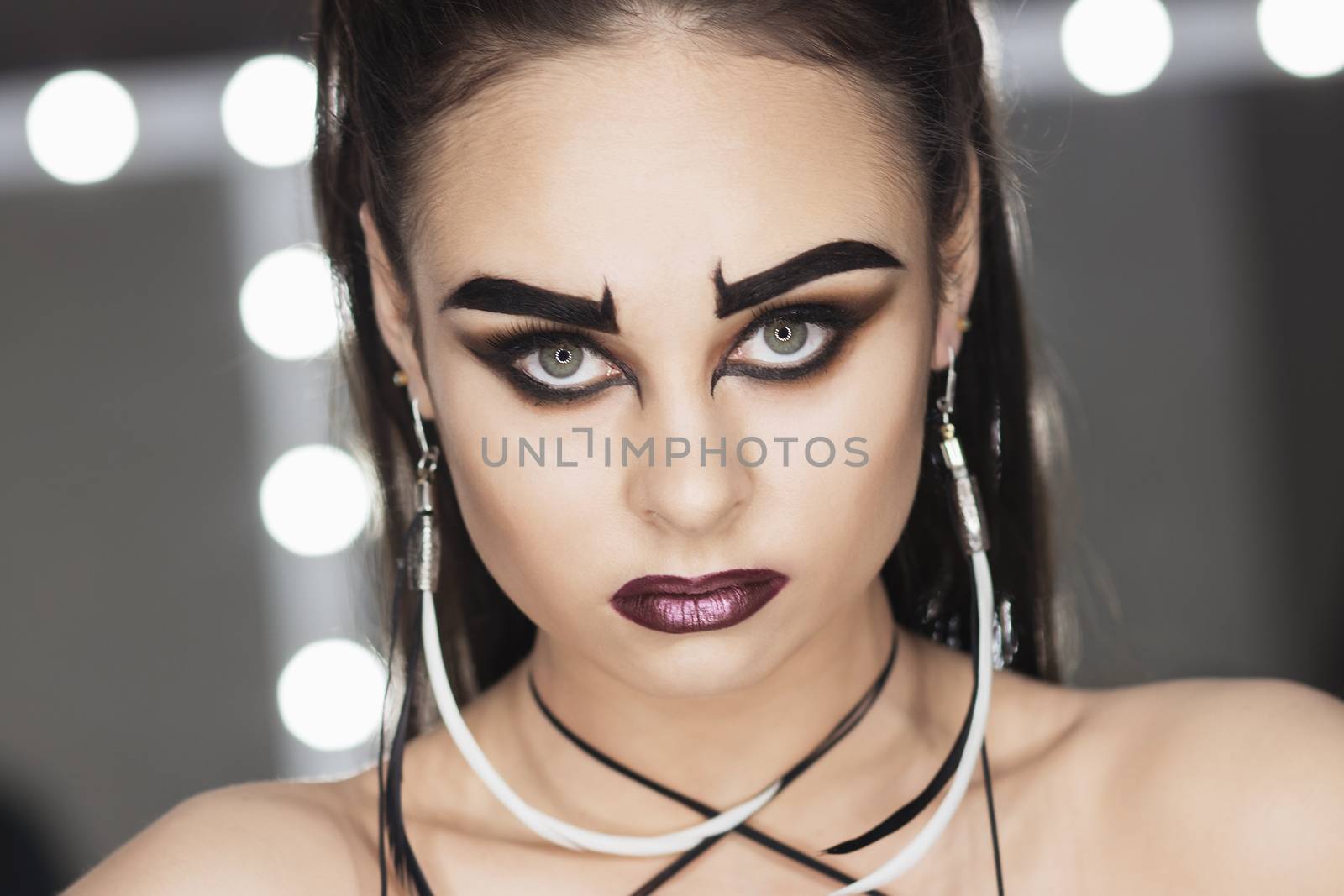 The art of makeup girl with black eyebrows by 3KStudio