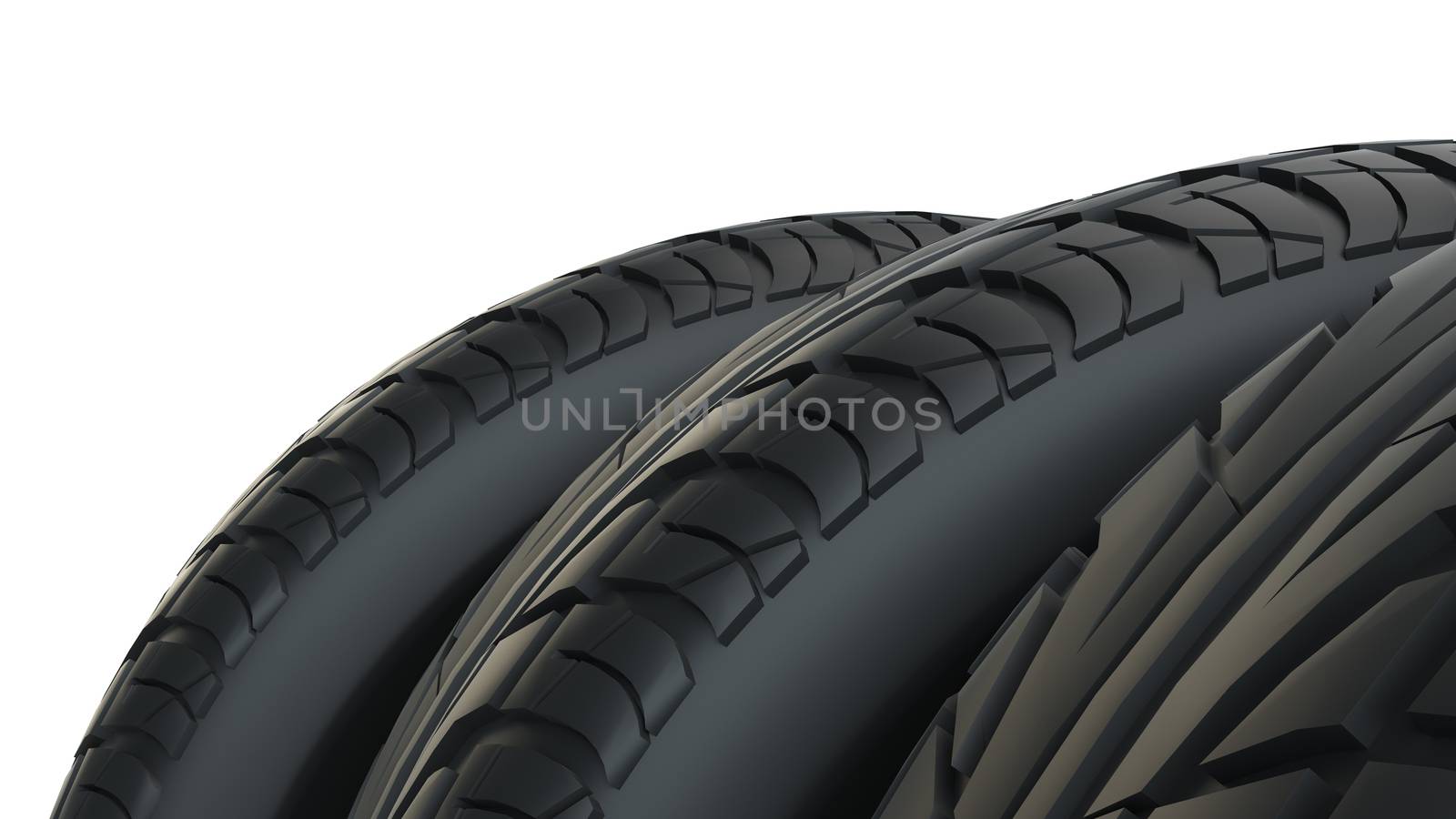 Car tires in row, isolated by cherezoff