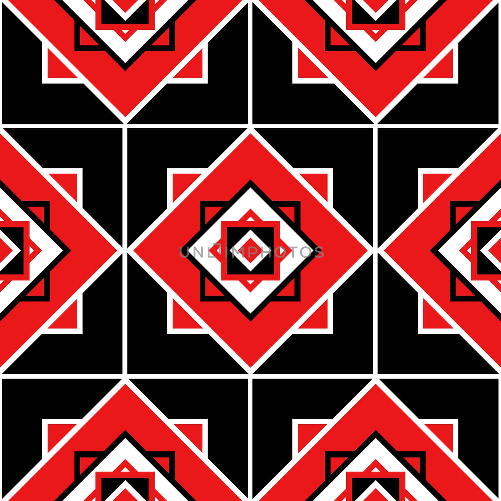 Seamless pattern texture with geometric ornament. illustration. Black and red.