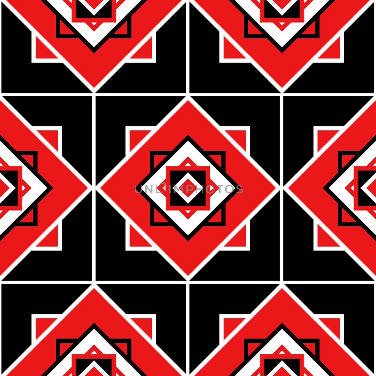 Seamless pattern texture with geometric ornament. illustration. Black and red.