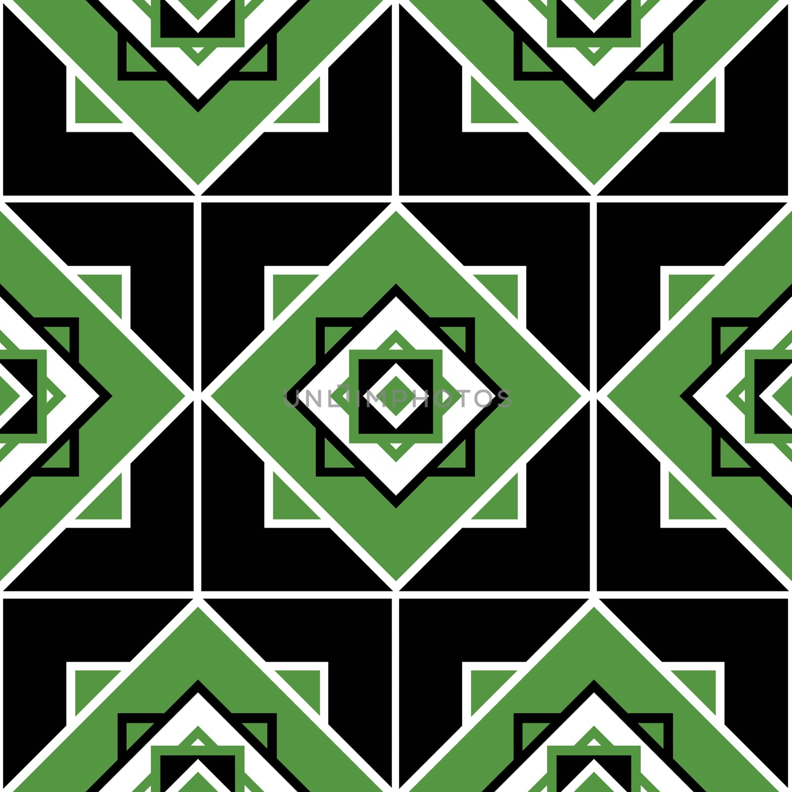 Seamless pattern texture with geometric ornament. illustration. Black and green.