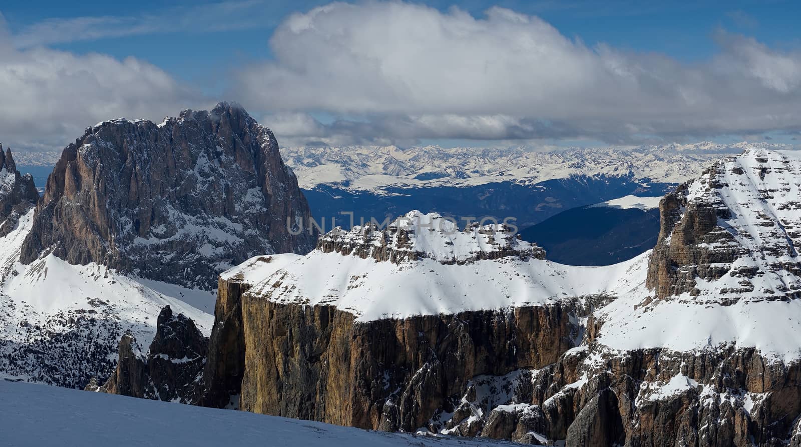 View from Sass Pordoi in the Upper Part of Val di Fassa by phil_bird