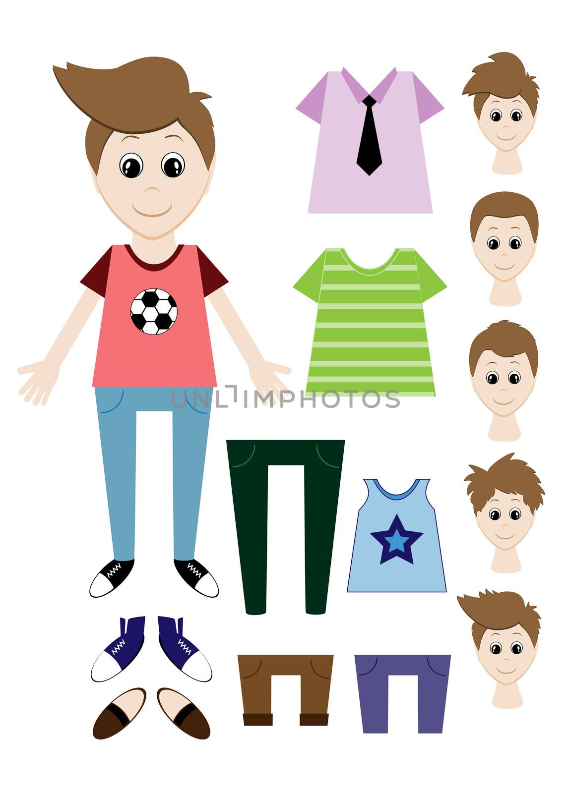 Big set of clothes for the boy Constructor. Hairstyle, dress, shoes, pants, T-shirt. by Adamchuk