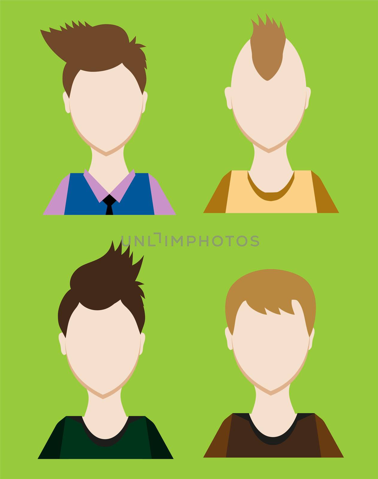 Set of Male avatar or pictogram for social networks. Modern flat colorful style. by Adamchuk