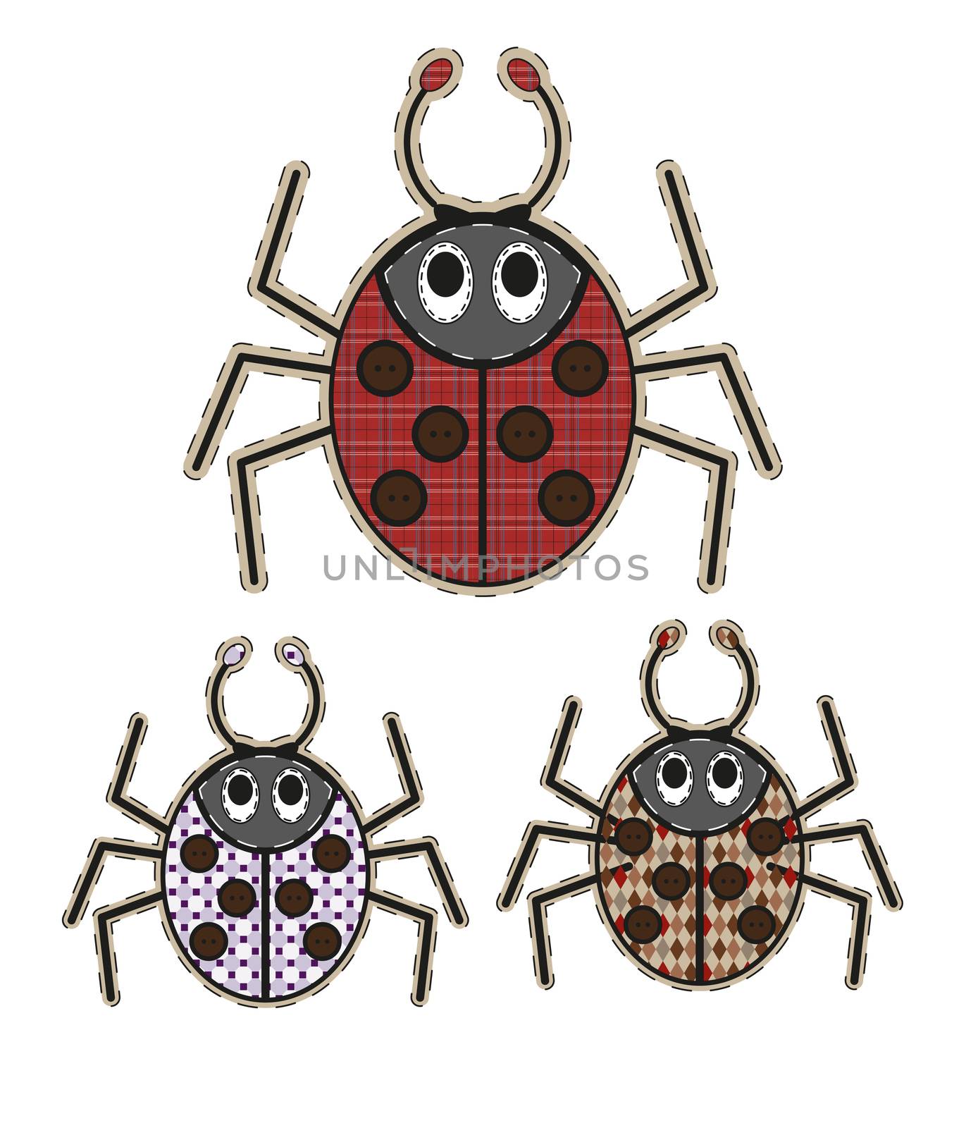 Cute cartoon spider in flat design for greeting card, invitation and logo with fabric texture. by Adamchuk