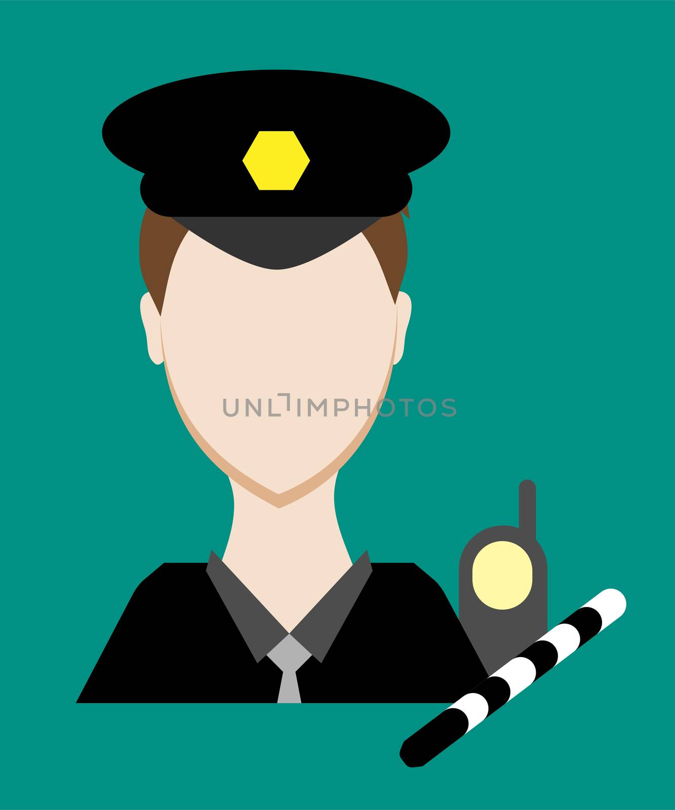 Profession people cop. Face male uniform. Avatars in flat design. by Adamchuk