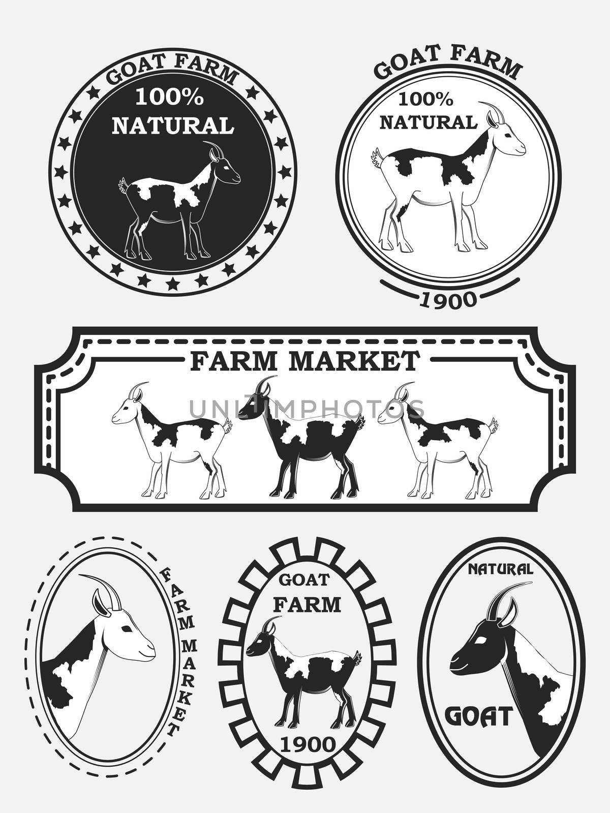 Set of goat labels, badges and design elements. by Adamchuk