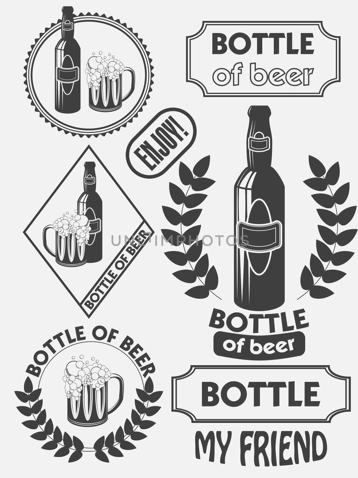 Vintage craft beer brewery emblems, labels and design elements. Beer my best friend. illustration