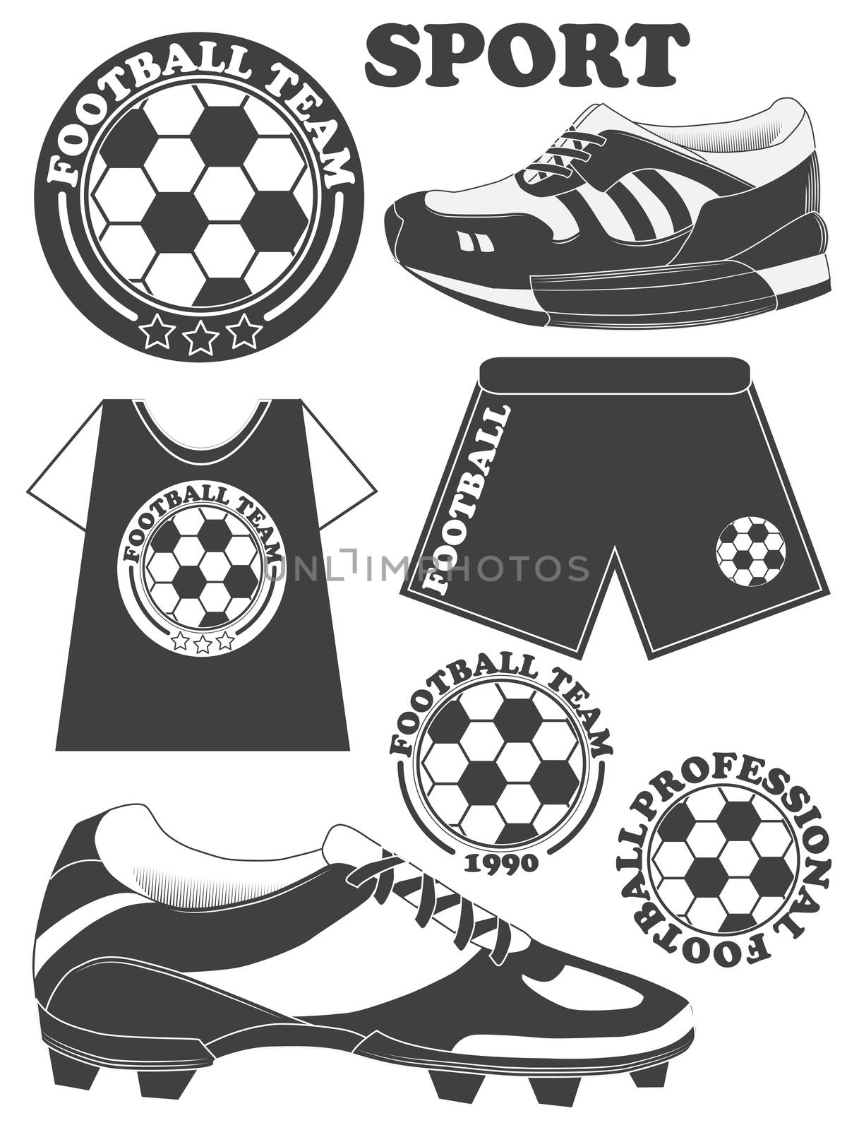 Set of football, soccer emblem design elements. illustration