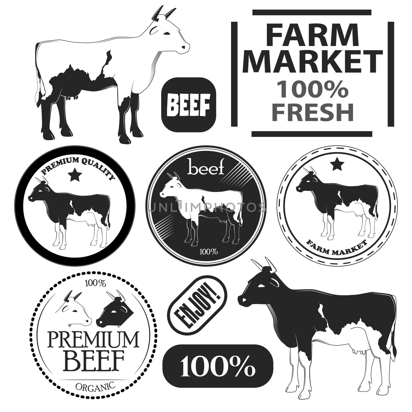Set of premium beef labels, badges and design elements. by Adamchuk