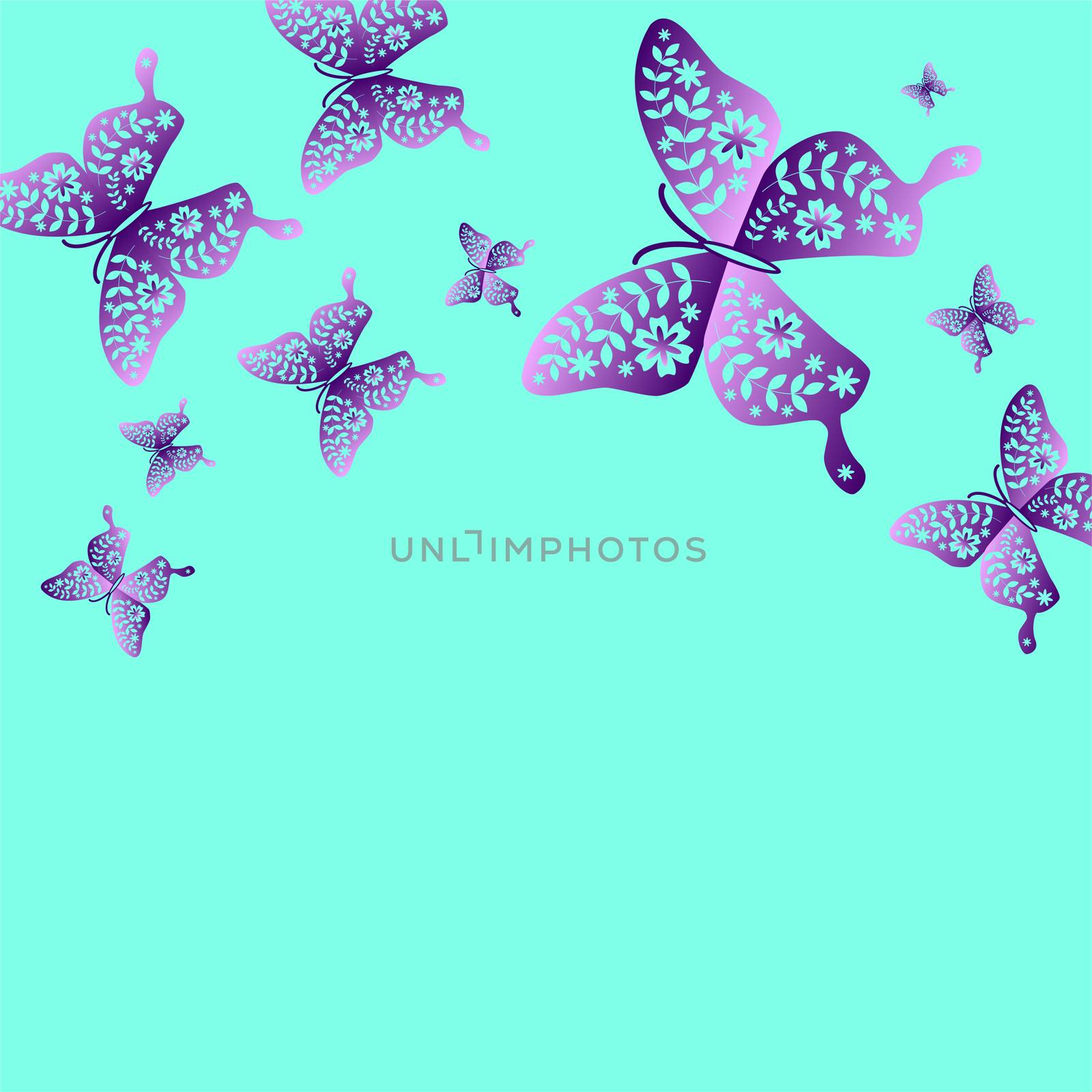 Spring butterfly color composition. Illustration layered for easy manipulation and custom coloring. by Adamchuk