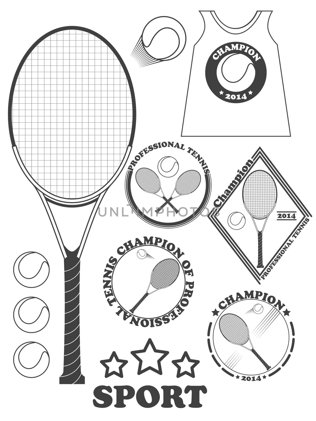 Tennis league labels, emblems and design elements. by Adamchuk