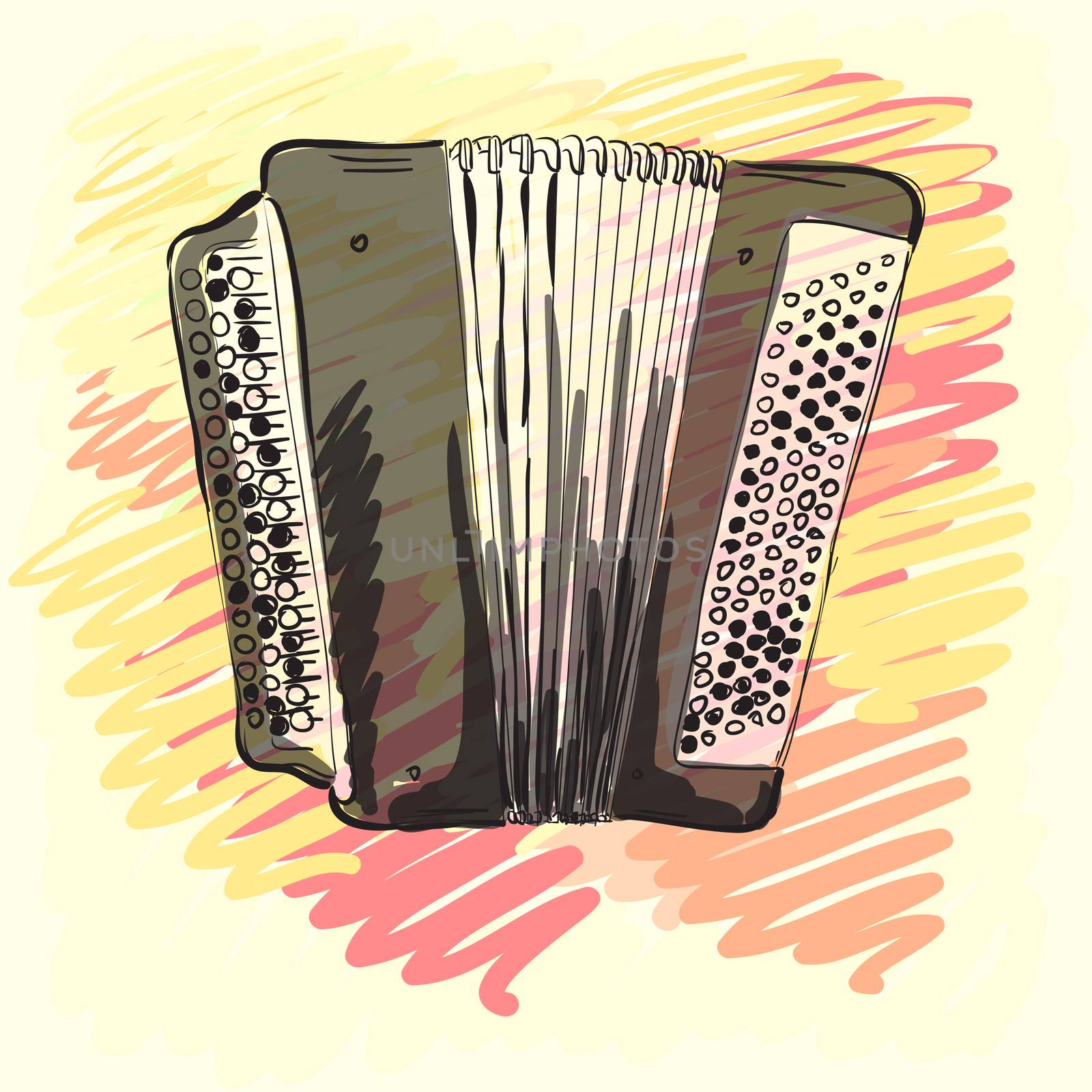 Musical instrument. Classical bayan, accordion. Corporate identity sketch. by Adamchuk