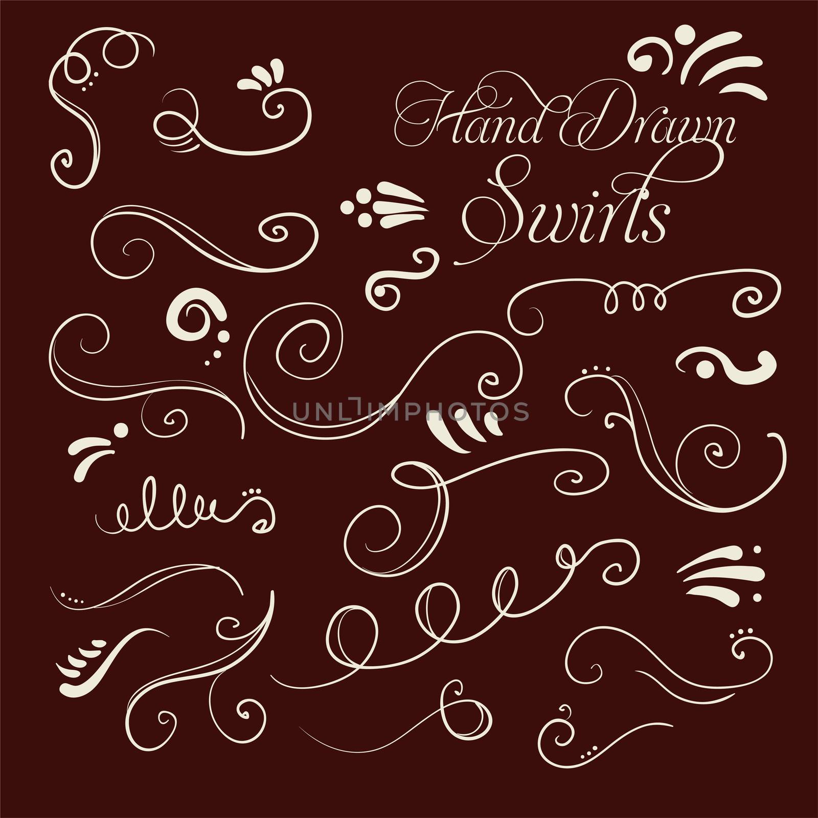 Set of decorative swirls hand-drawn for your design. illustration