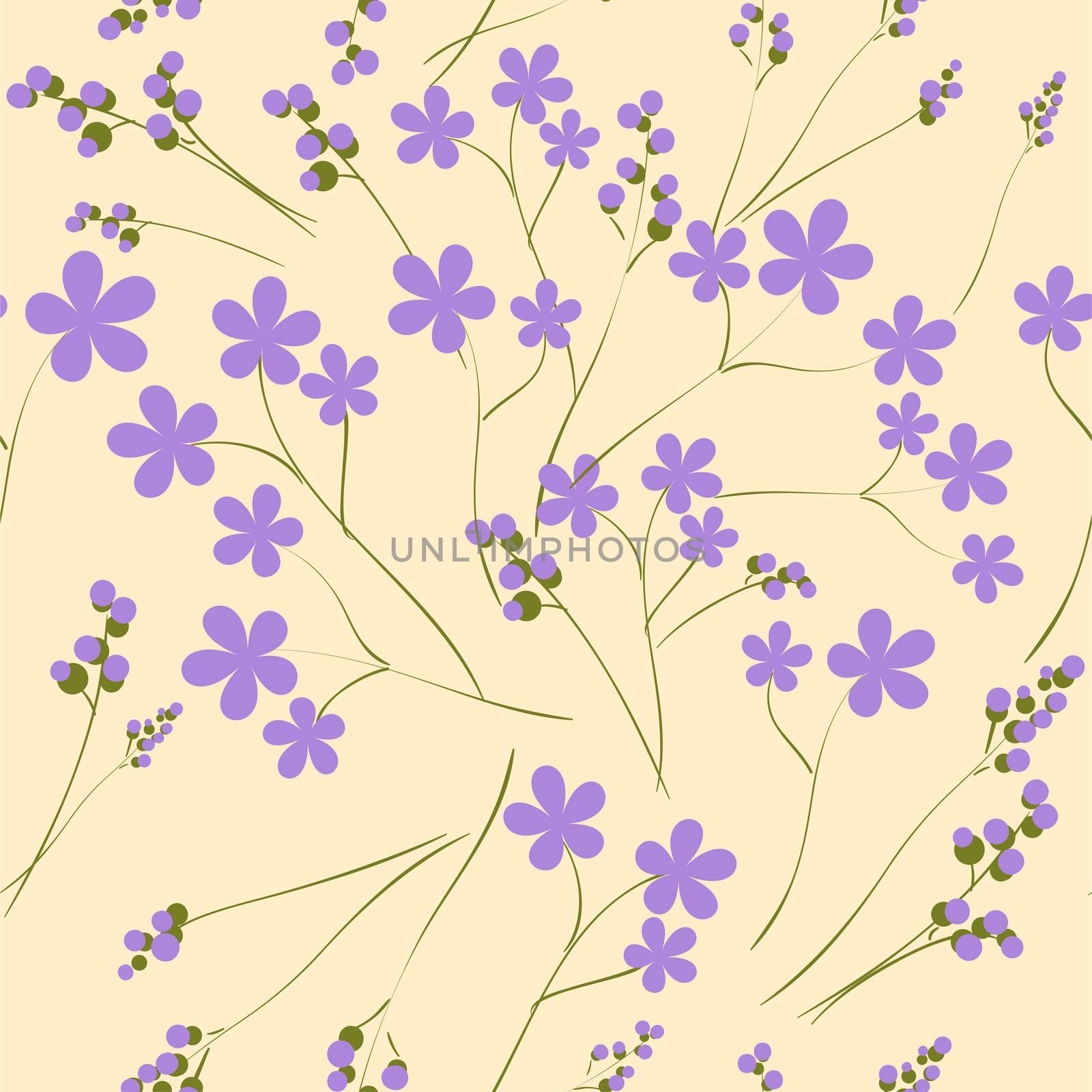 Seamless pattern with purple spring flowers. It can be used as wallpaper. by Adamchuk