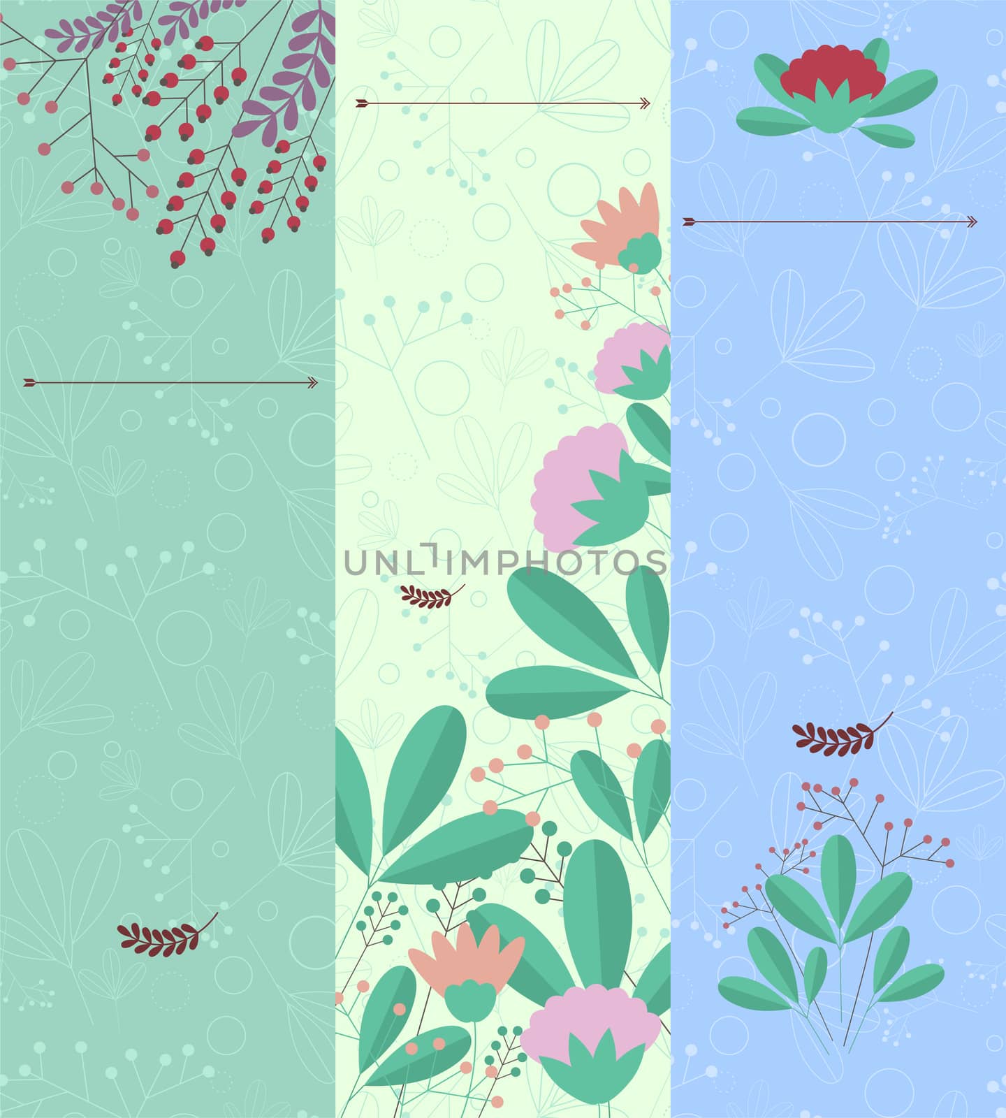 Set of vertical banners with floral elements and place for your text. by Adamchuk