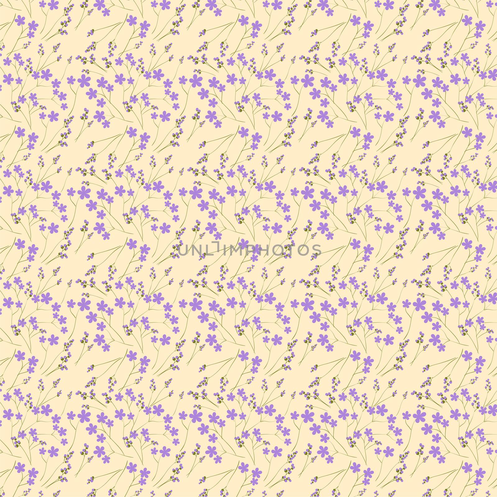 Seamless pattern with purple spring flowers. It can be used as wallpaper. illustration