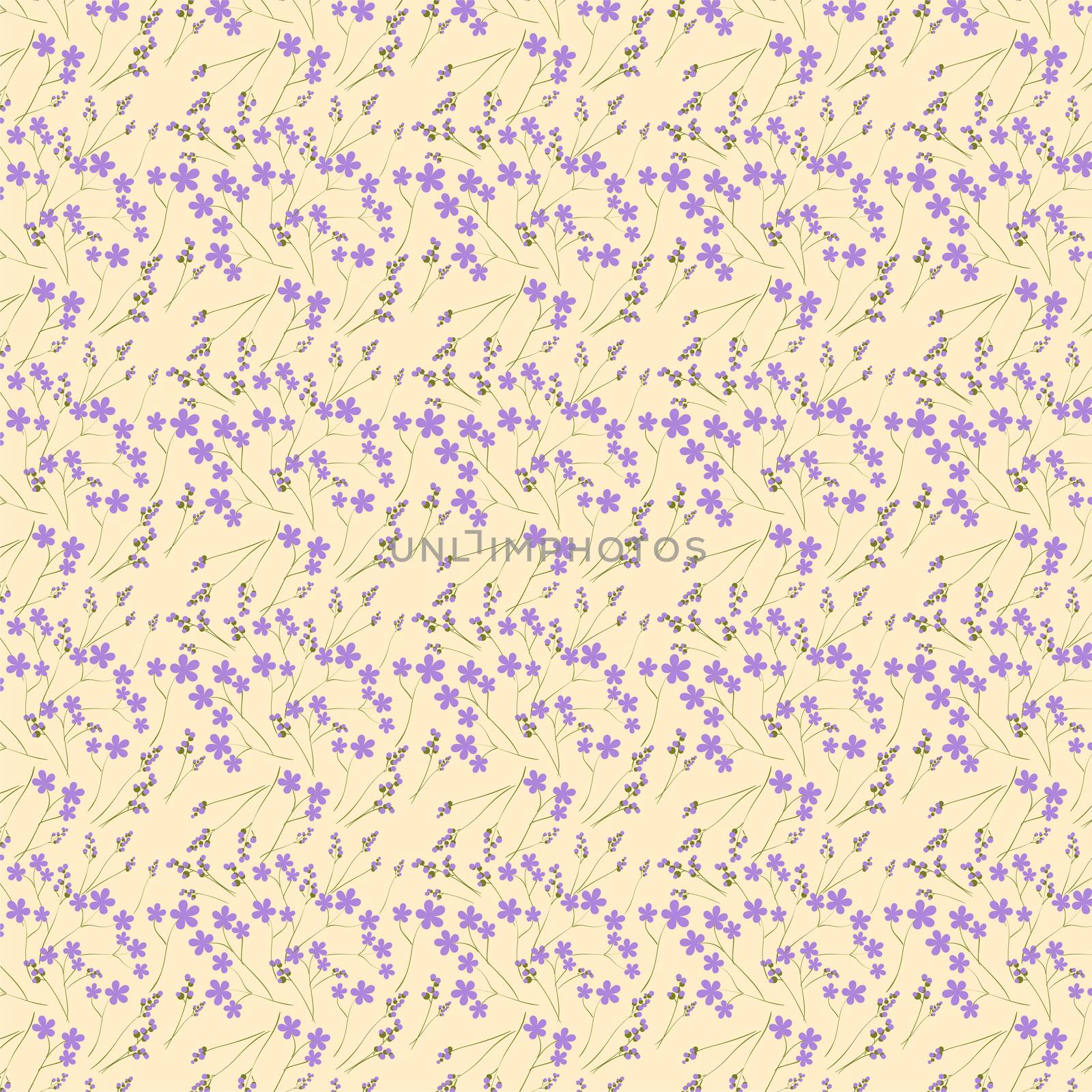 Seamless pattern with purple spring flowers. It can be used as wallpaper. illustration