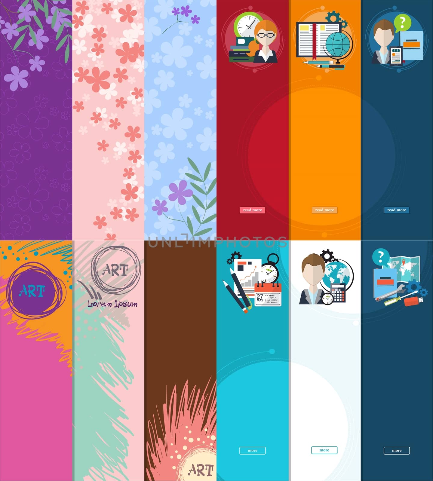 Set of vertical banners with flowers and place for your text. illustration