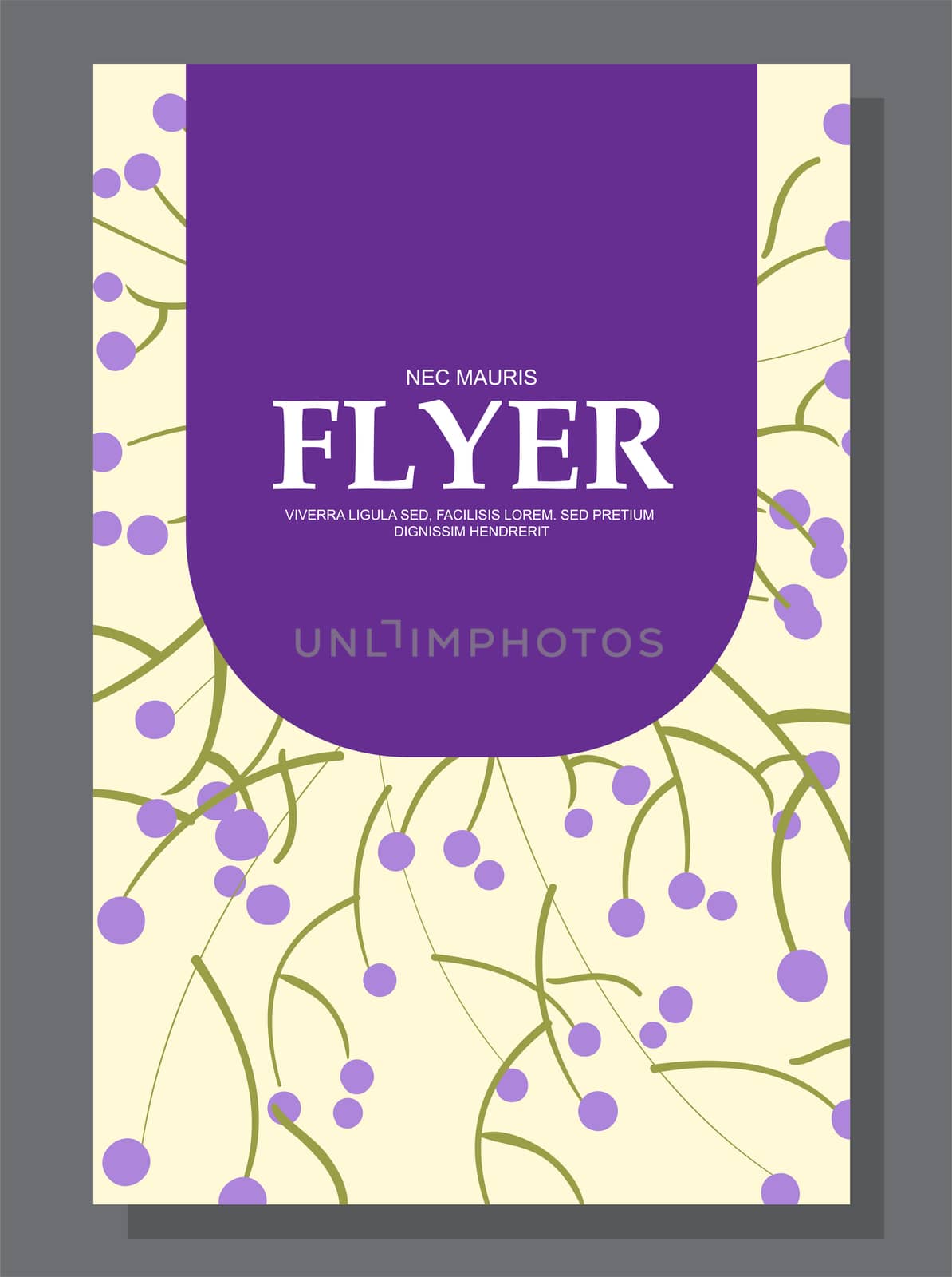 Violet flowers on a flyer. Can be used as greeting cards or wedding invitation. illustration