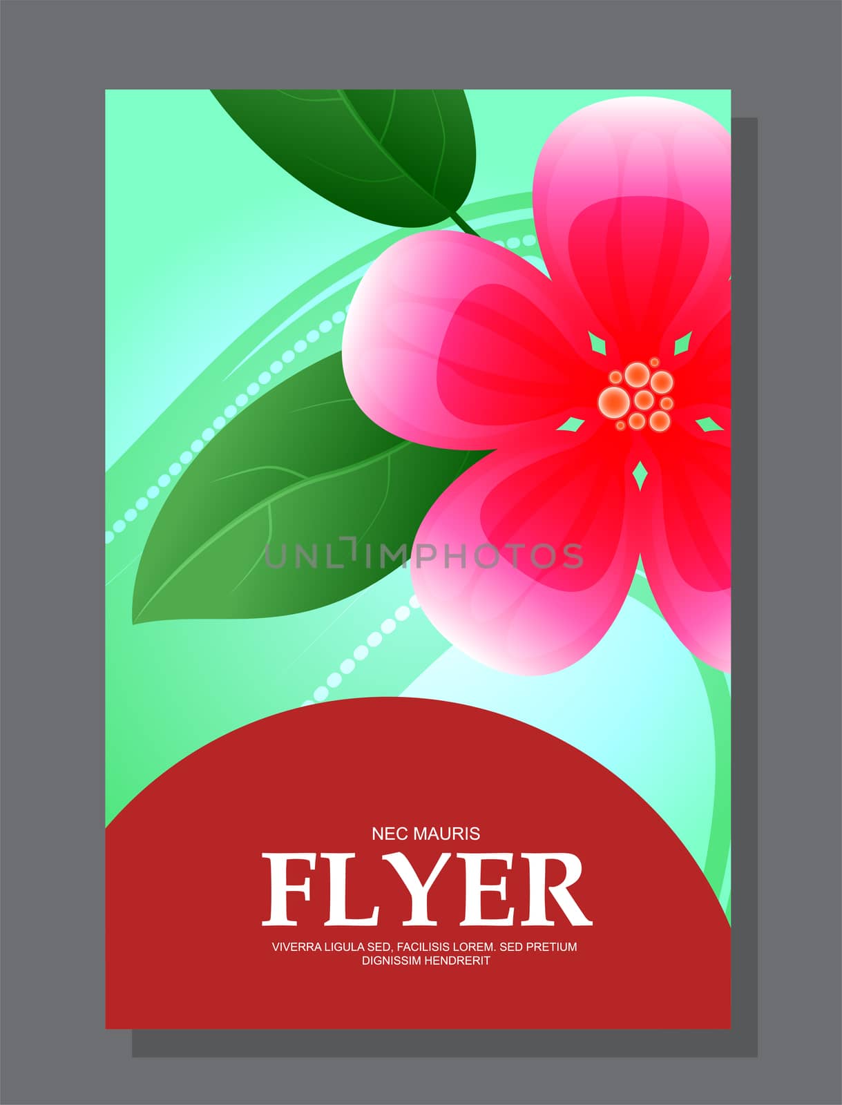 Red flowers on a flyer. Can be used as greeting cards or wedding invitation. illustration