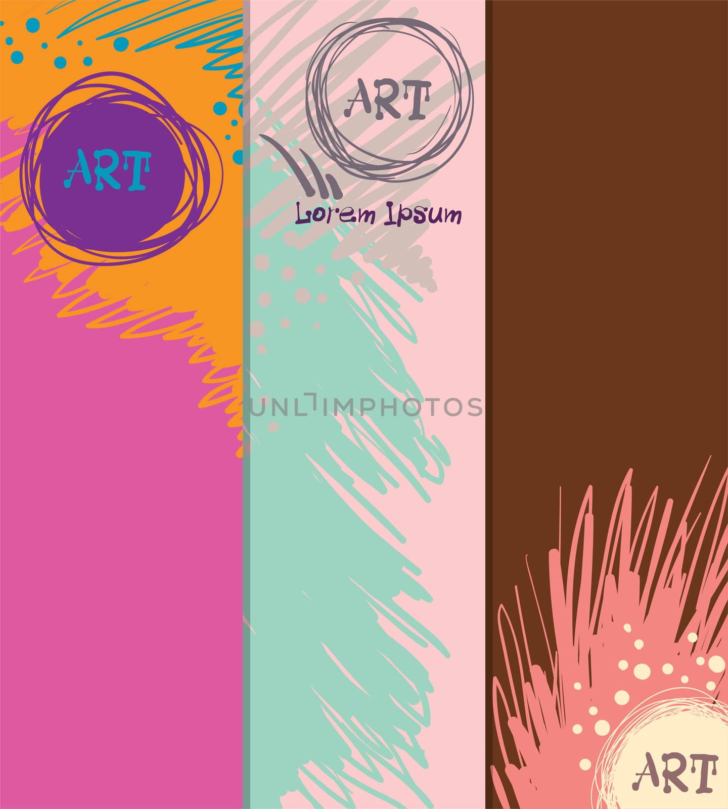 Three bright abstract banners with place for your text. Individual corporate identity. illustration