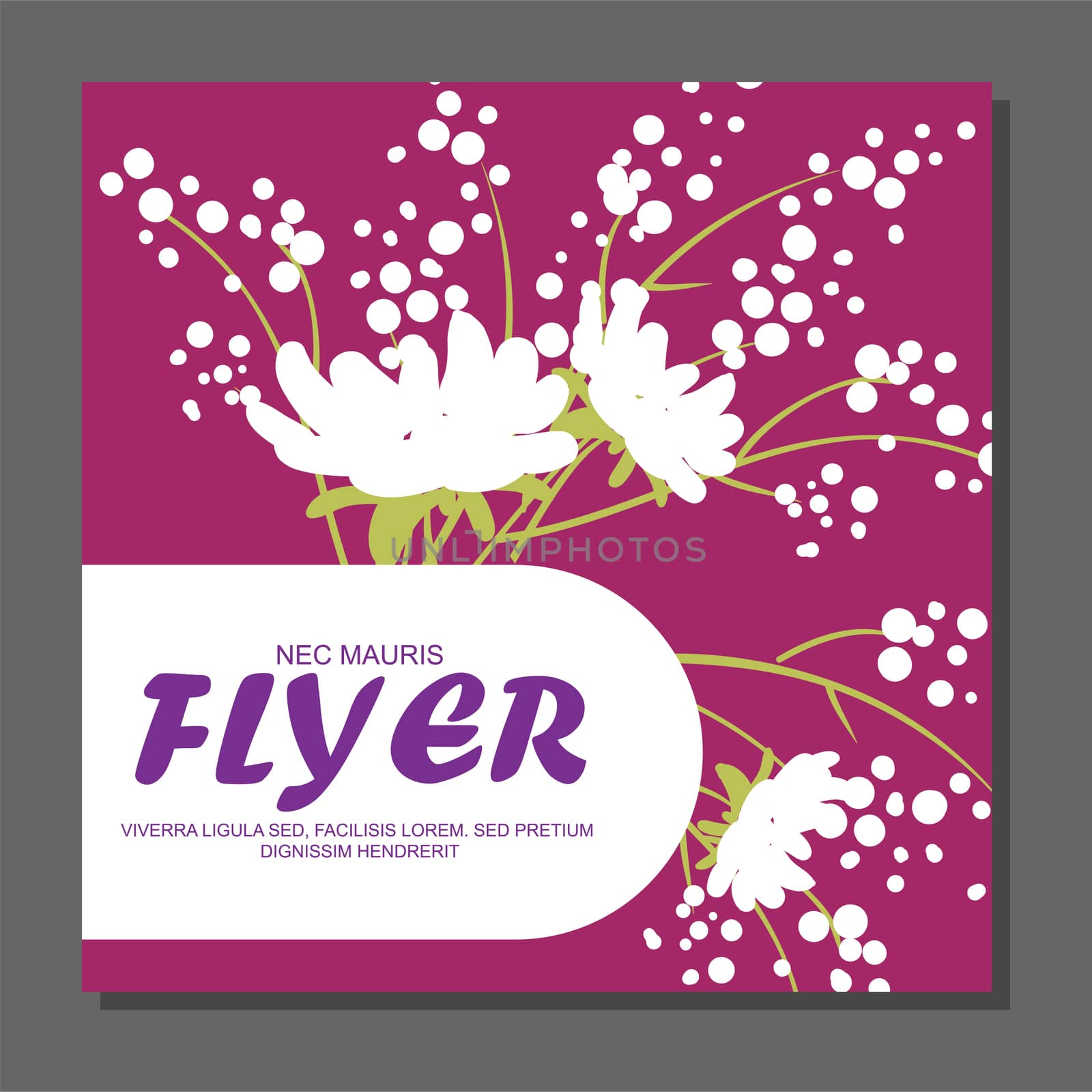 Violet flowers on a flyer. Can be used as greeting cards or wedding invitation. by Adamchuk