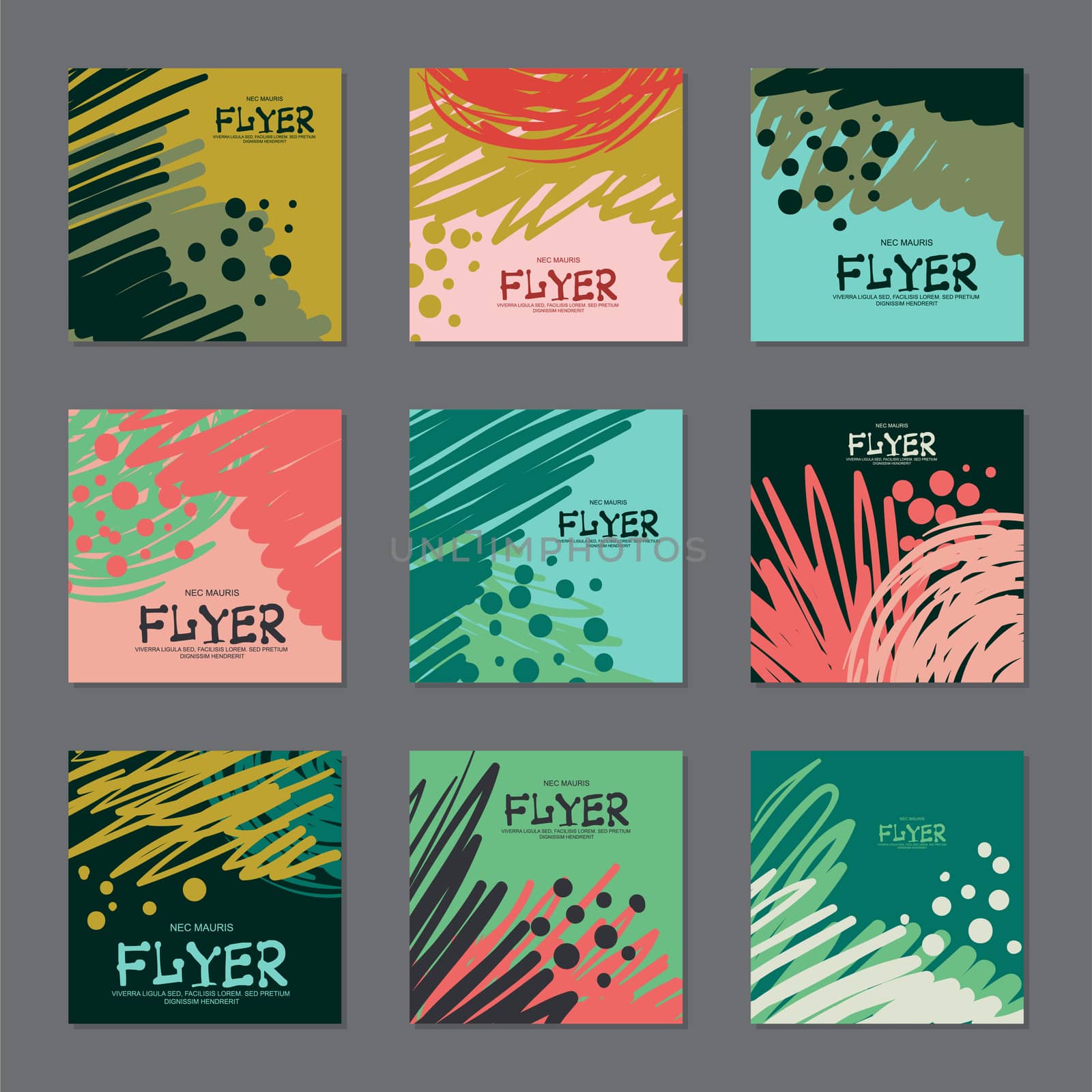 Set of dark colors, abstract cards for your design. Hand-drawn. illustration