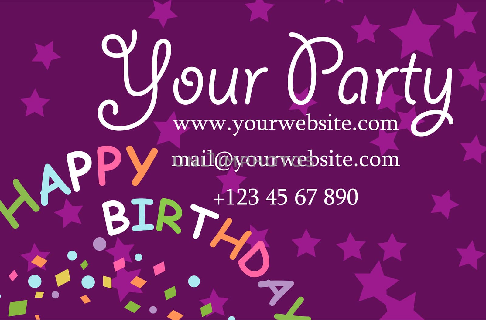 card your party with gifts, balloons, ice cream and hat for your design. illustration