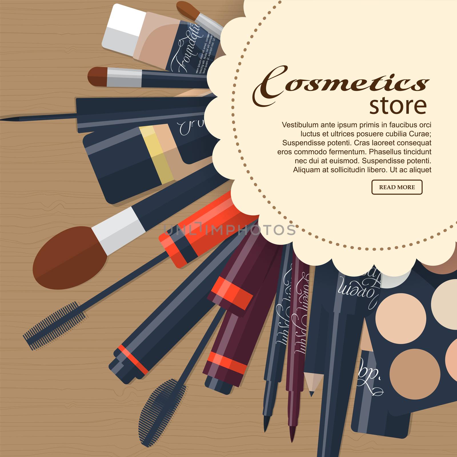 Large collection of womens cosmetics with space for your advertising. by Adamchuk