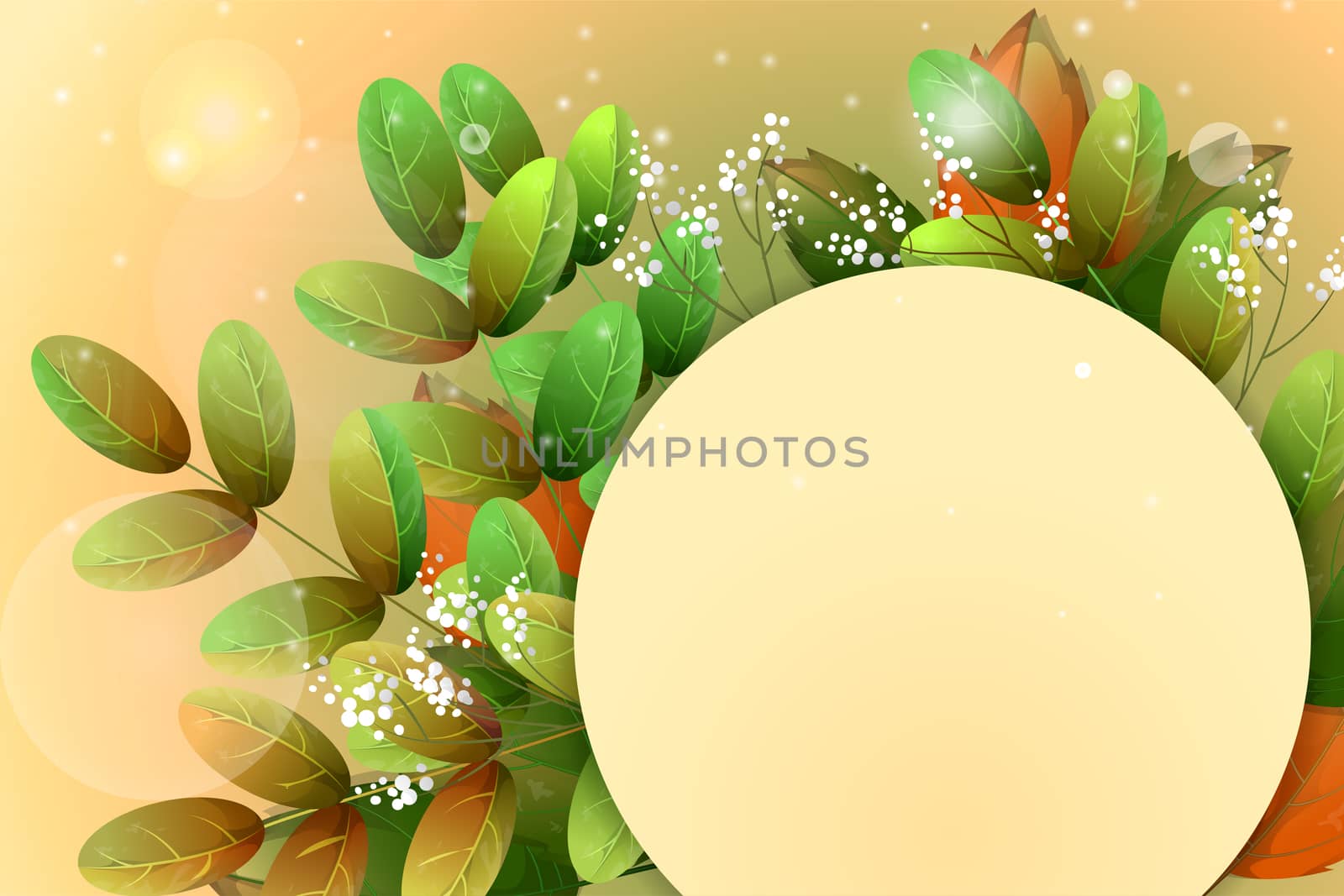 Autumn leaves of acacia with space for your advertising. illustration