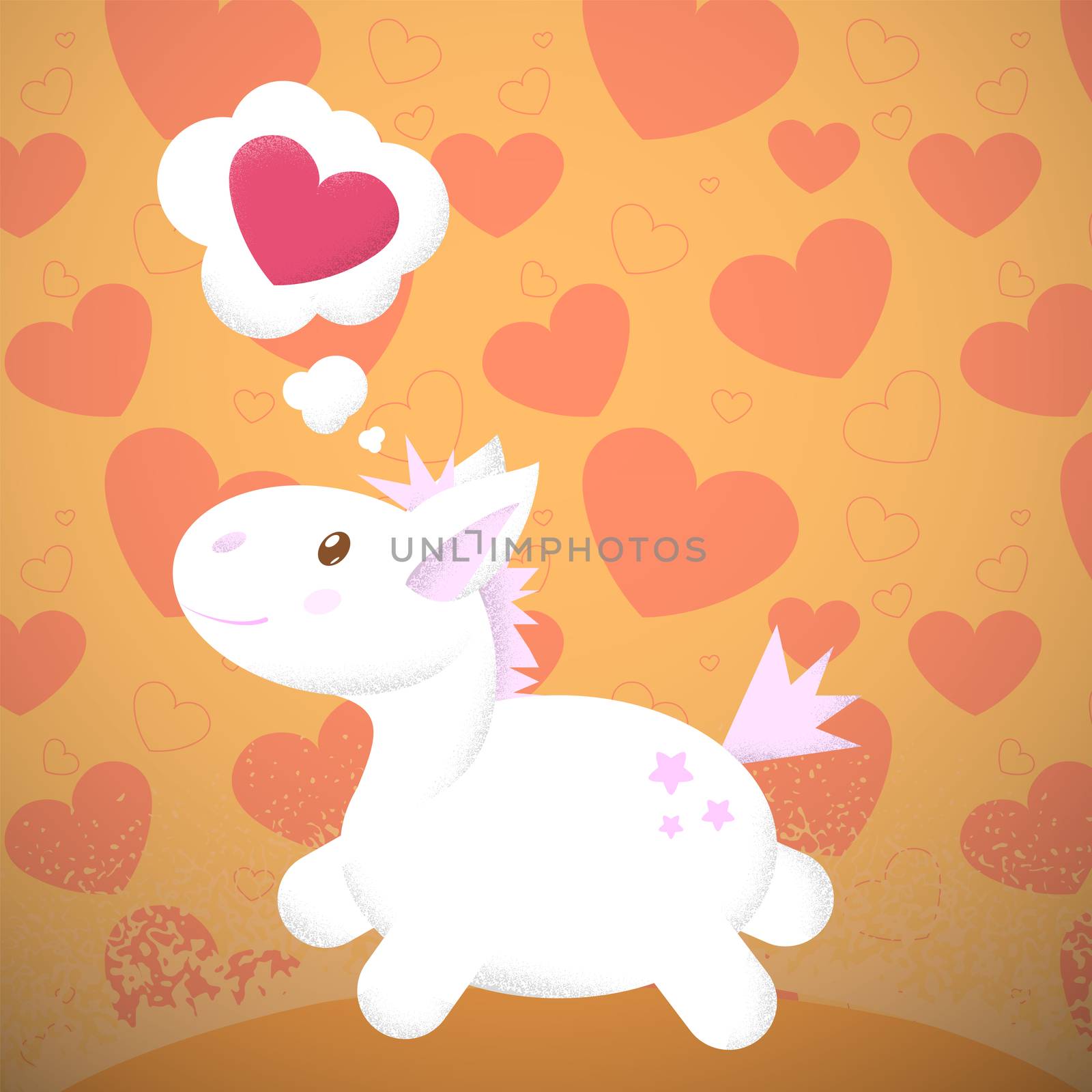 Childrens colorful toy. pony flying at the dreams. illustration