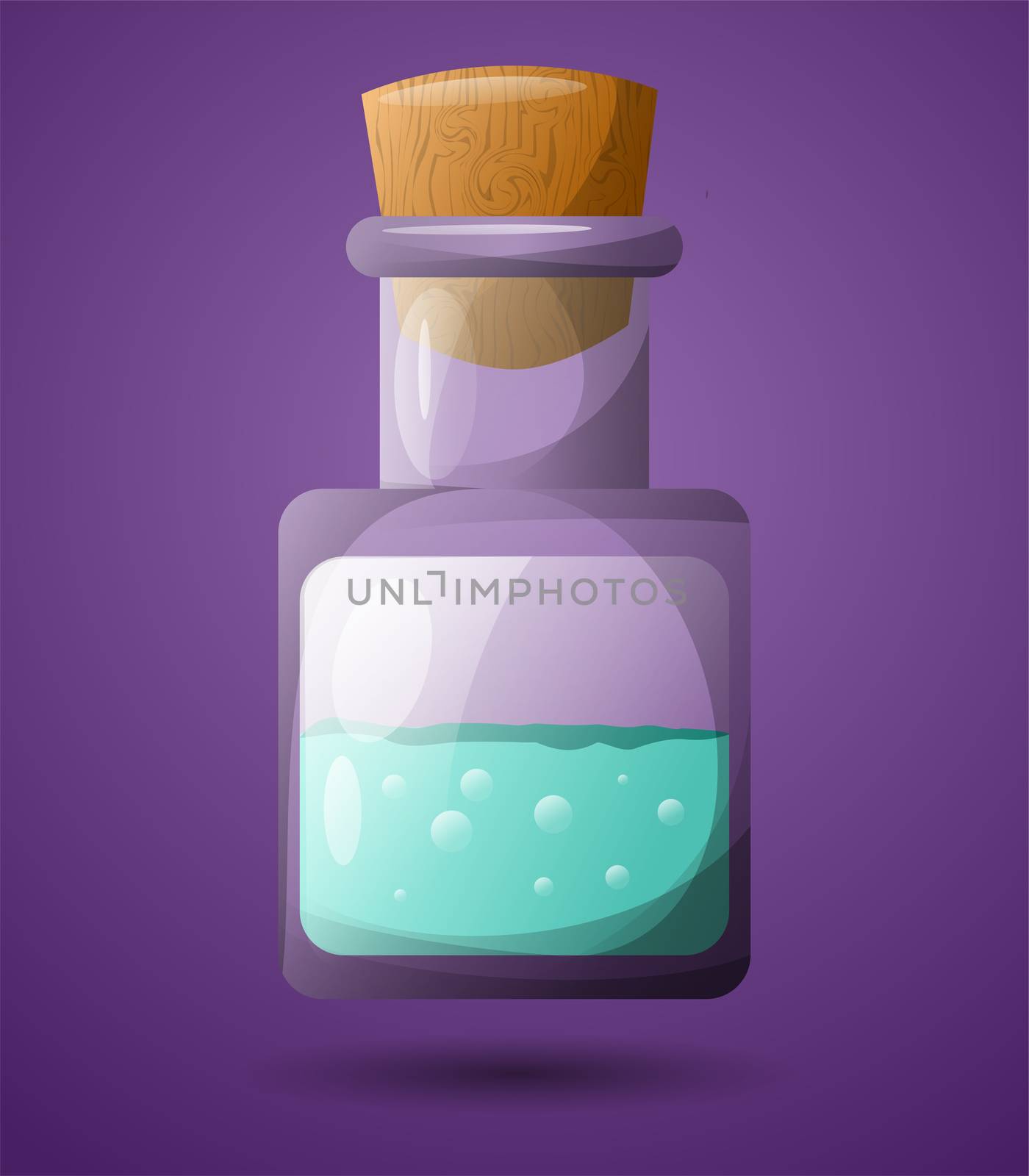 A test tube with a green liquid. For design in games. High speed poison. illustration