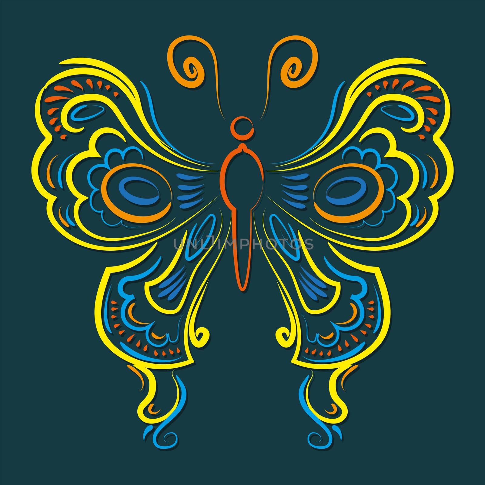 A beautiful butterfly is drawn by hand for your design. illustration