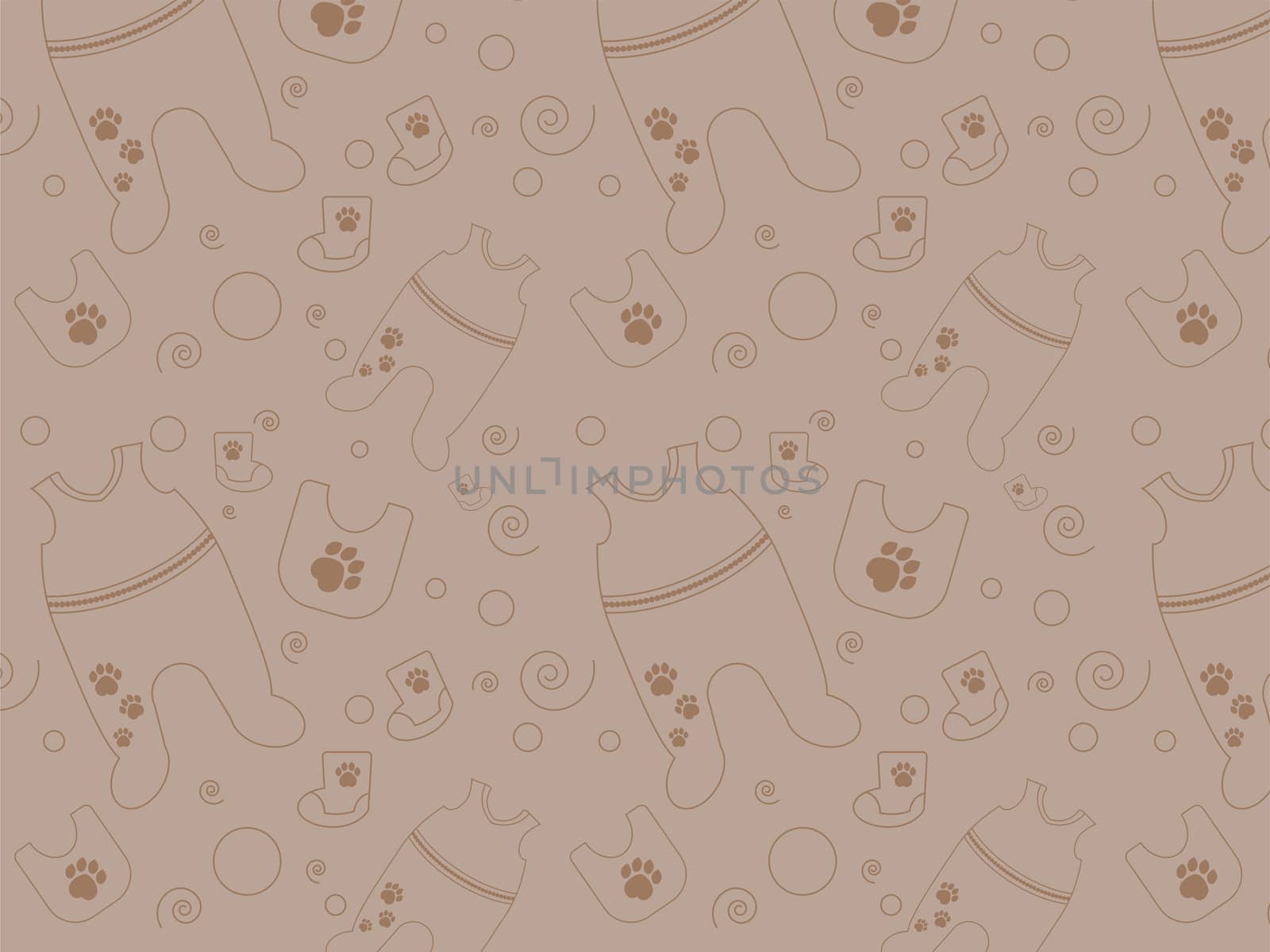 Seamless background of baby clothes hung on rope. Advertising banner for stores. illustration