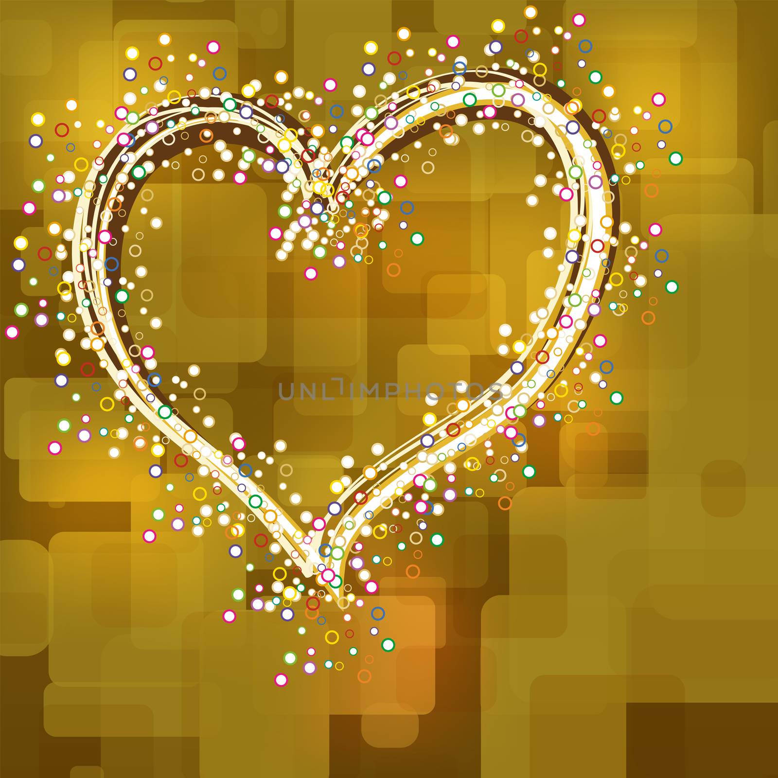 Beautiful heart on a gold background to the day of the holy valentine. illustration