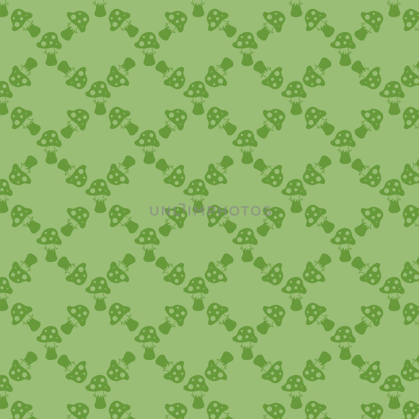 Green background with fly agarics for your design. Can be used for wrapping paper or a packet. by Adamchuk