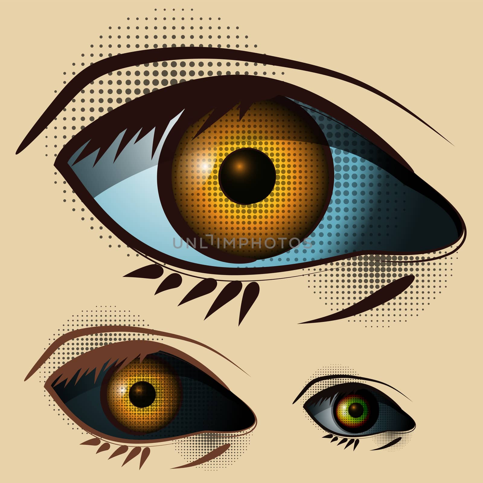 A set of eyes drawn by hand. Can be used as a design element. illustration