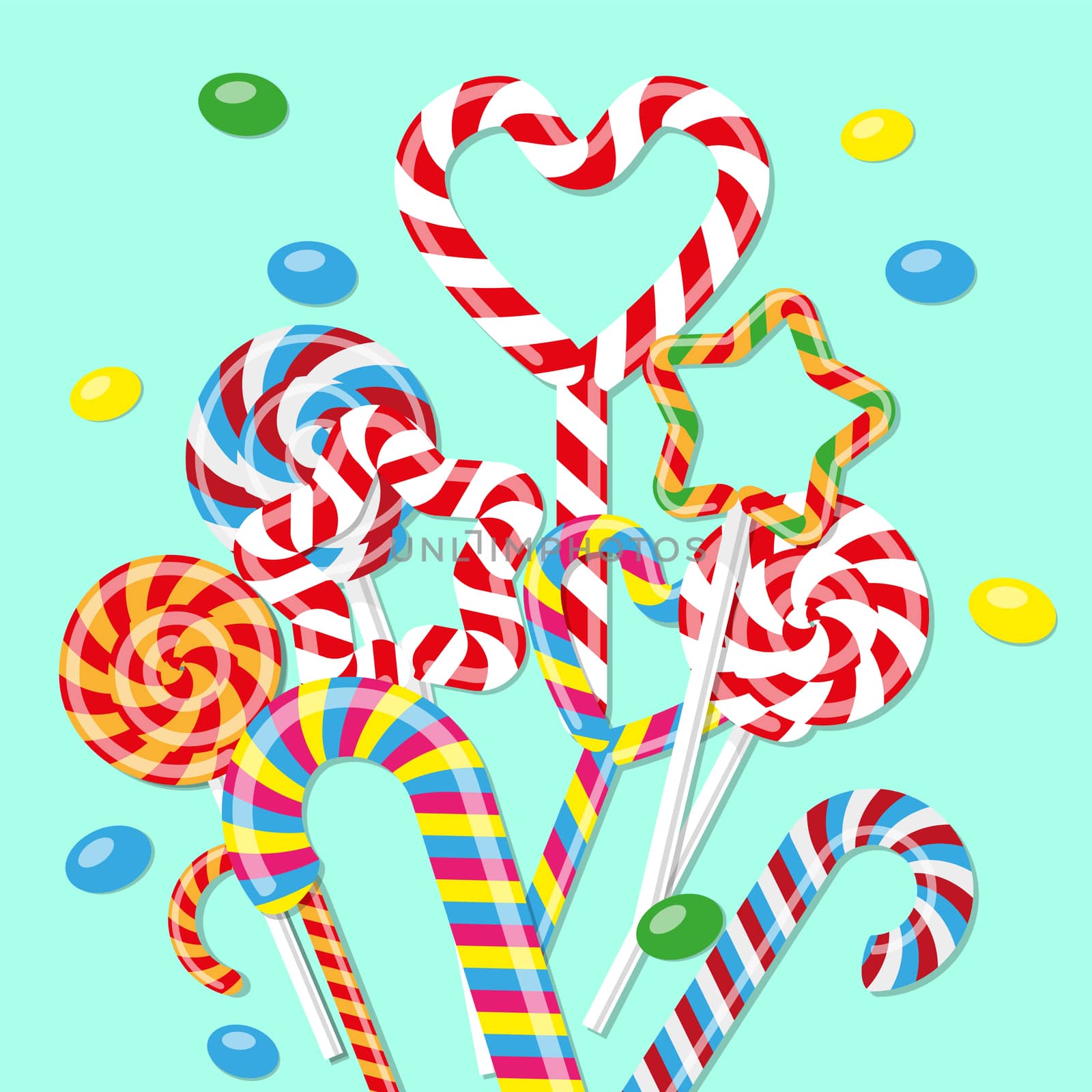 sweet candy in the shape of heart. Design for your website or advertising. illustration