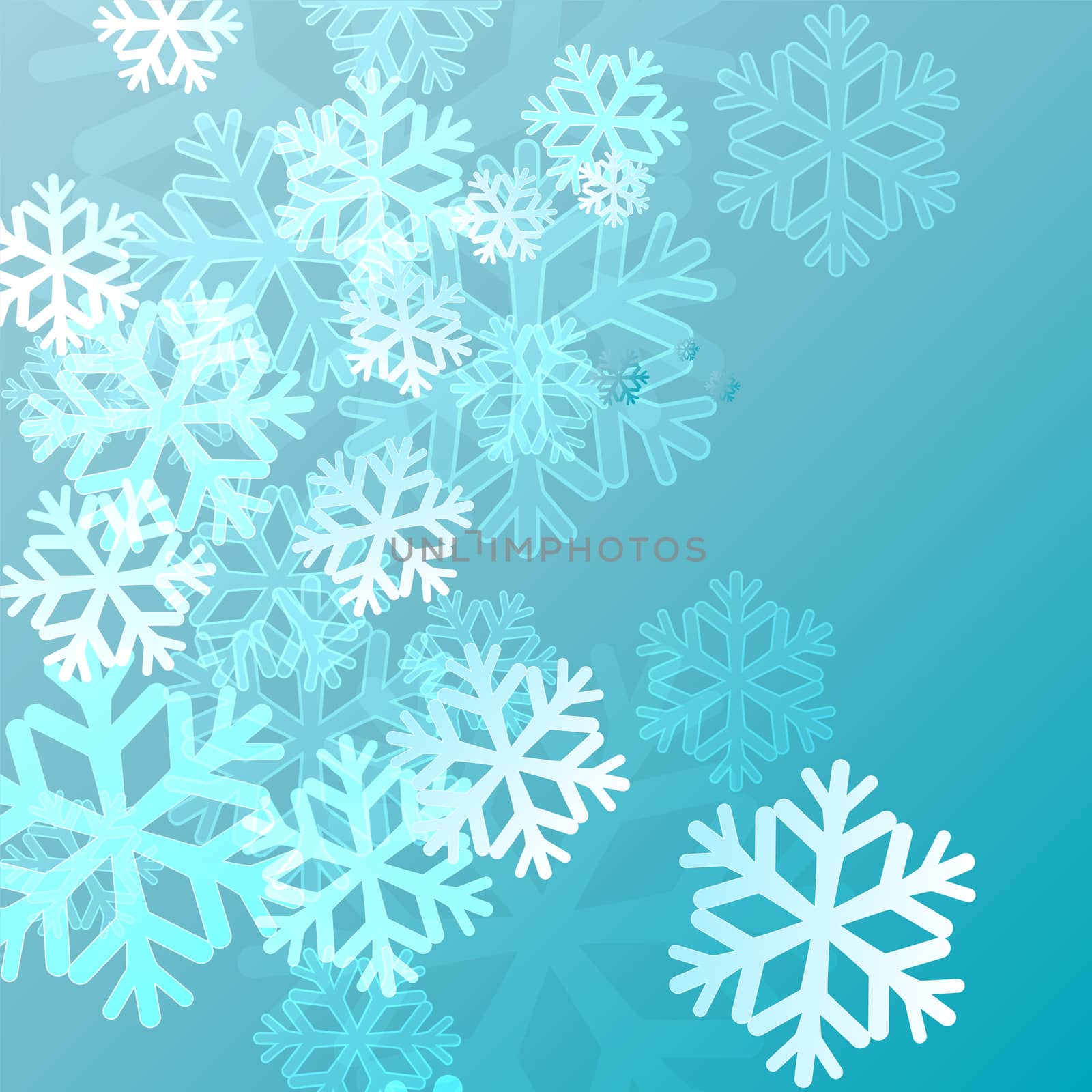 blue background with snowflakes in a cold winter. A card for Christmas or a holiday. by Adamchuk