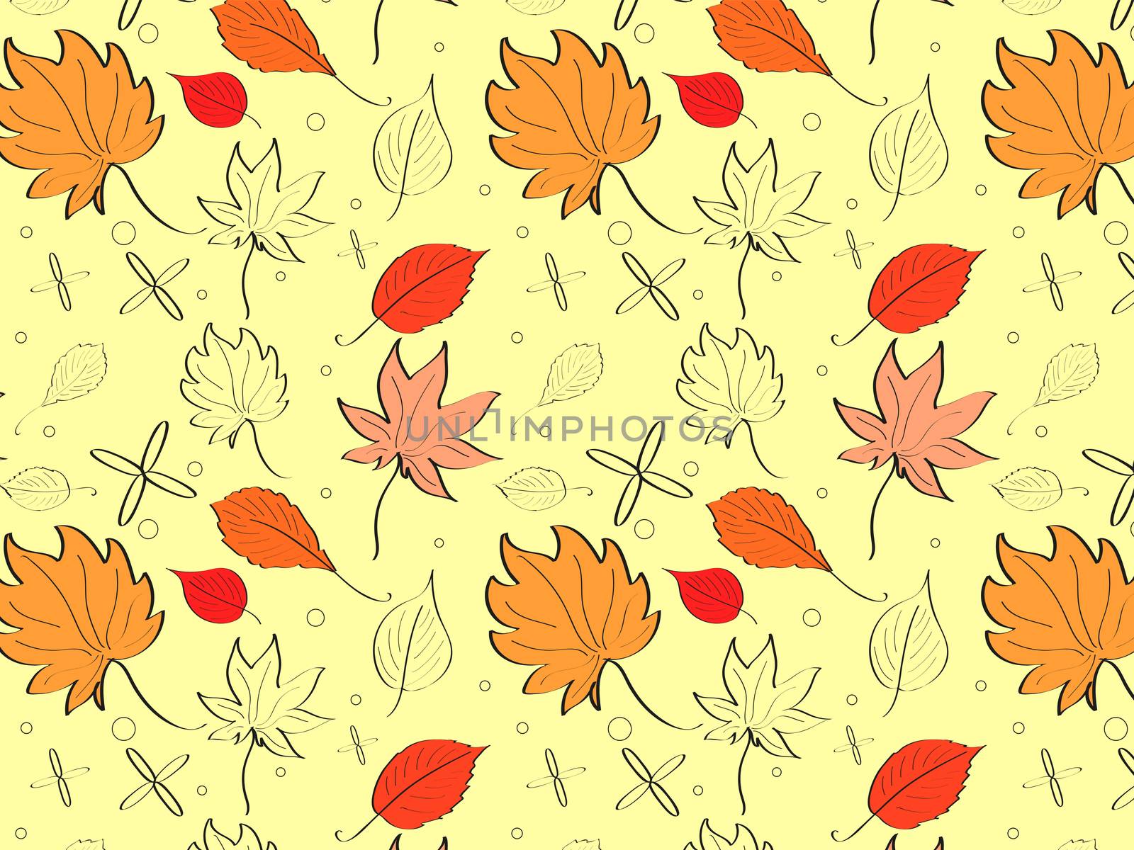 Autumn bright background with yellow leaves and place for your place. Autumn mood. illustration