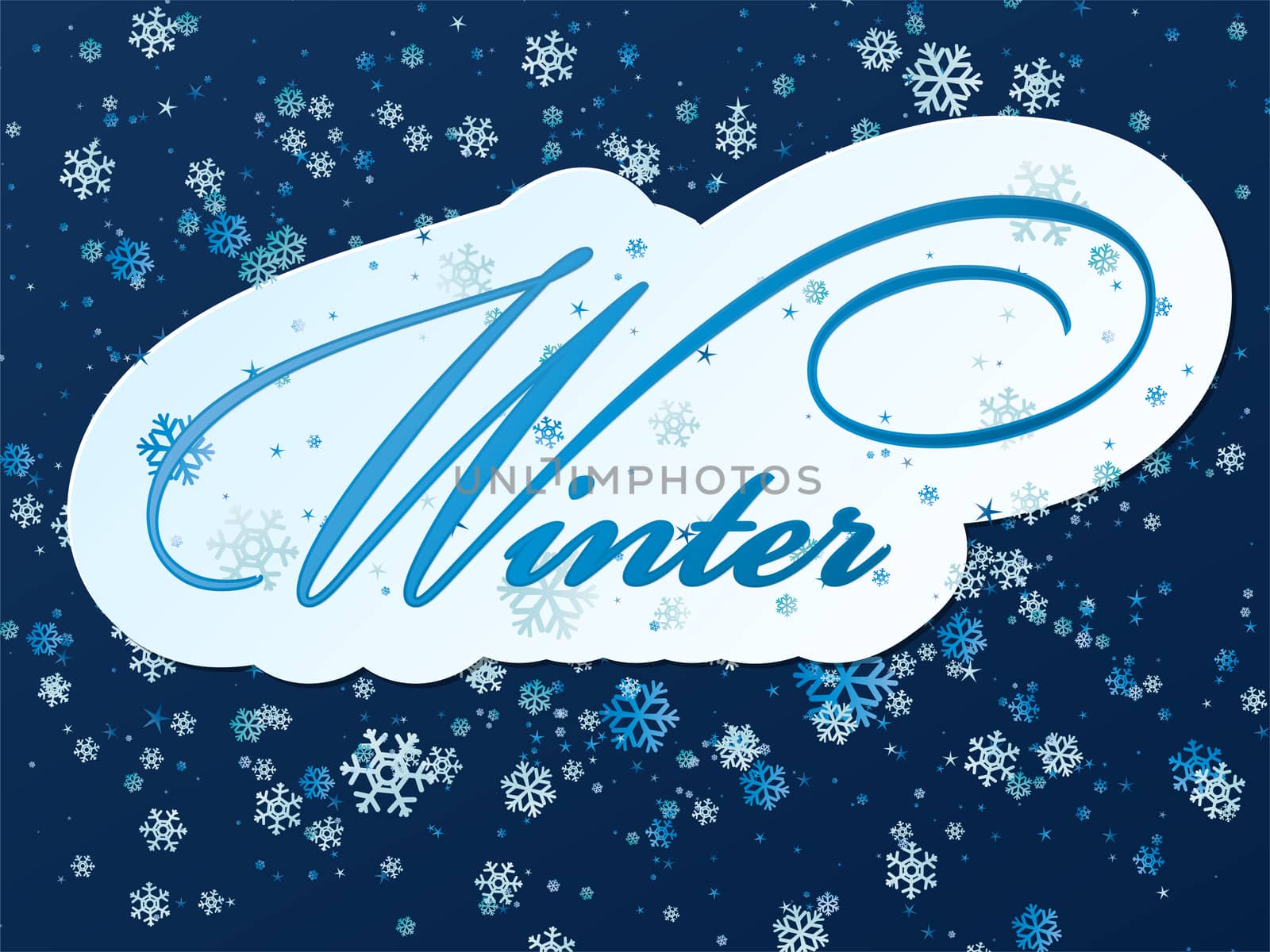 blue background with snowflakes in a cold winter. A card for Christmas or a holiday. illustration